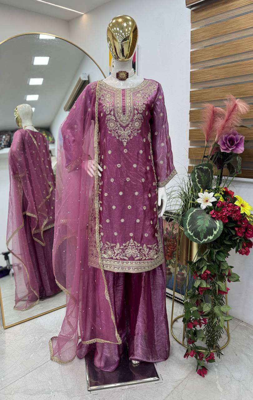 ZD 10016 SILK HEAVY SEQUENCE EMBROIDERY DESIGNER PARTY WEAR LADIES SUIT