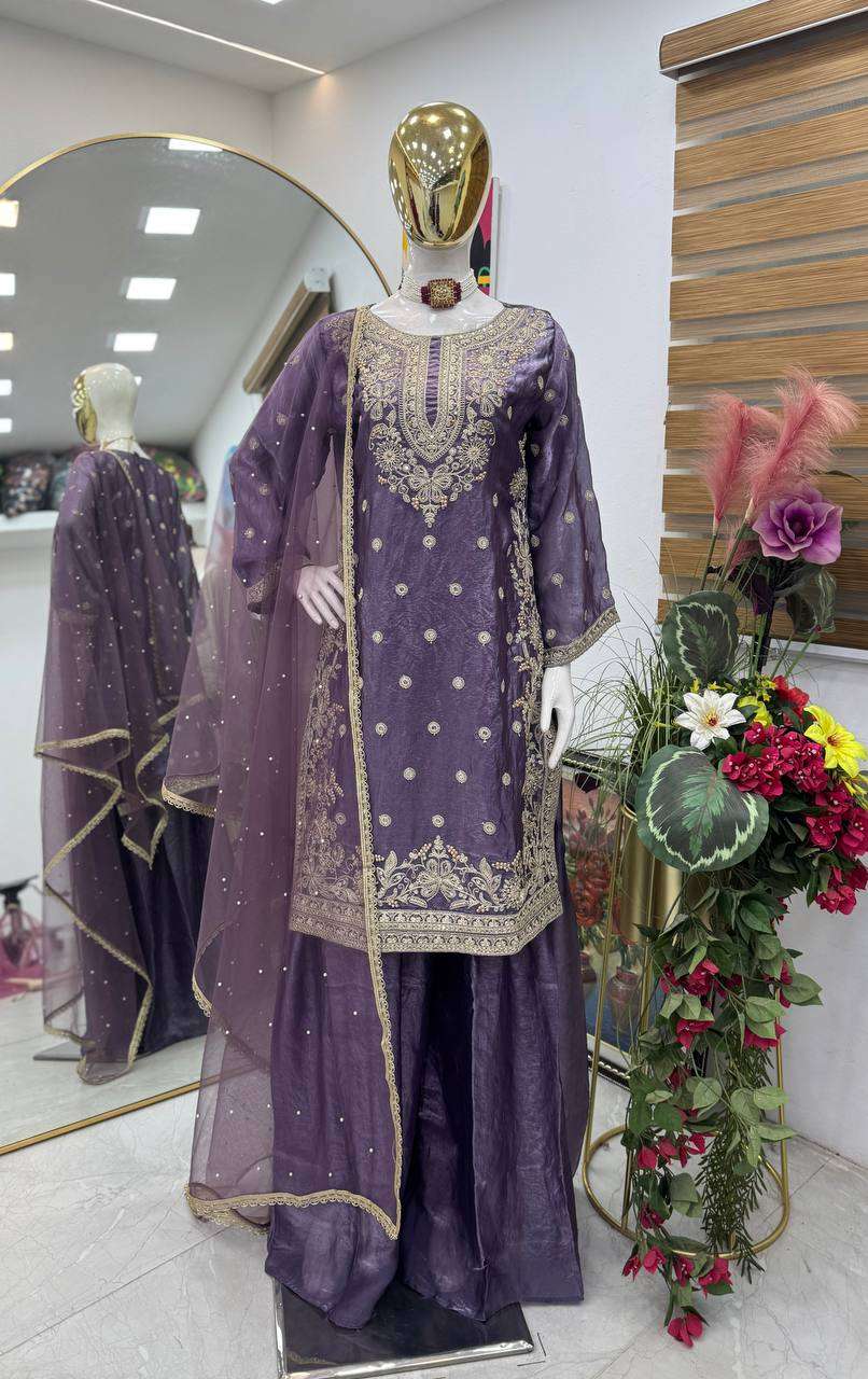 ZD 10016 SILK HEAVY SEQUENCE EMBROIDERY DESIGNER PARTY WEAR LADIES SUIT