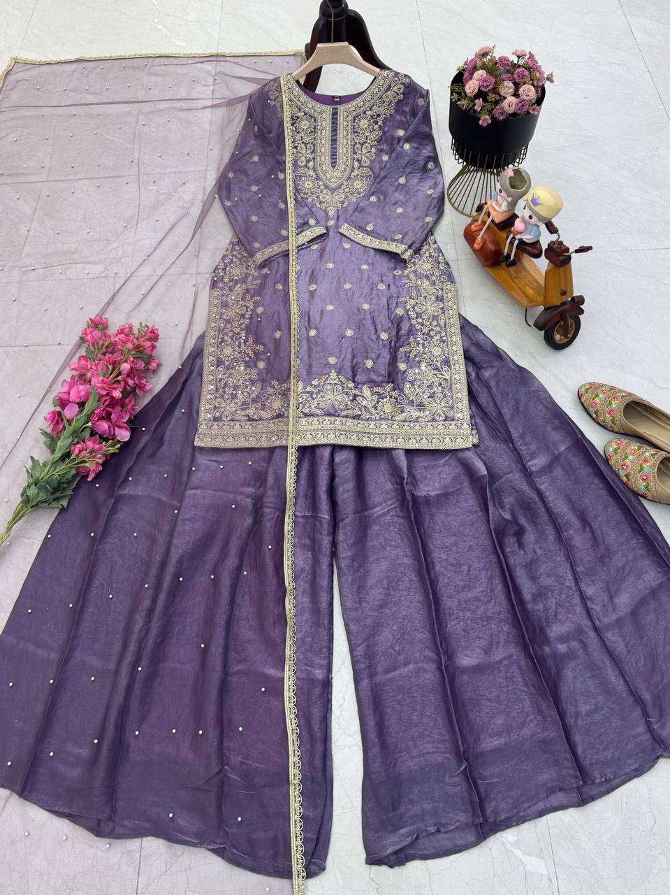 ZD 10016 SILK HEAVY SEQUENCE EMBROIDERY DESIGNER PARTY WEAR LADIES SUIT