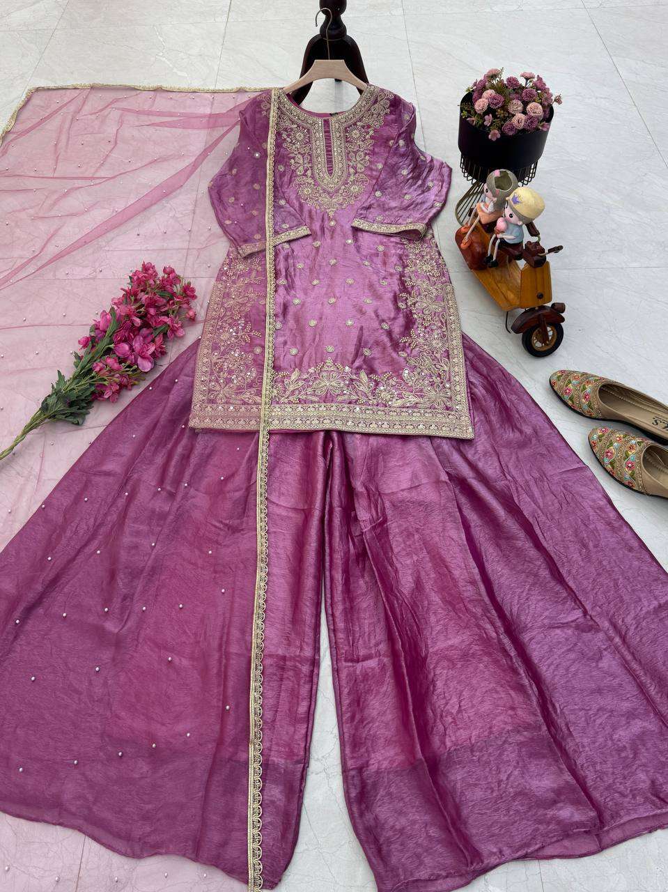 ZD 10016 SILK HEAVY SEQUENCE EMBROIDERY DESIGNER PARTY WEAR LADIES SUIT