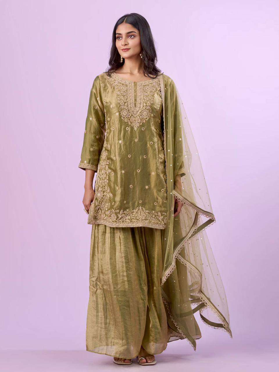 ZD 10016 SILK HEAVY SEQUENCE EMBROIDERY DESIGNER PARTY WEAR LADIES SUIT