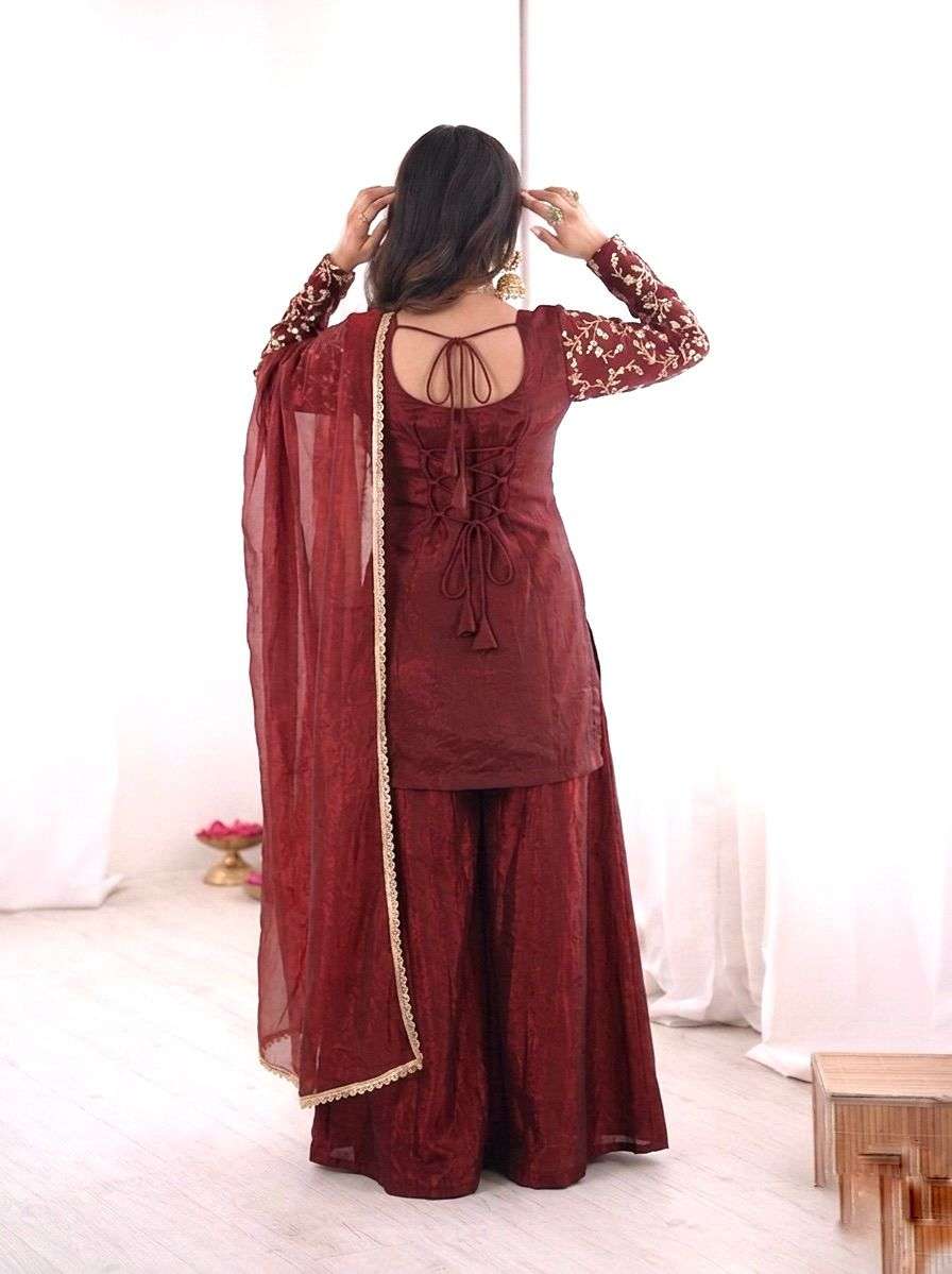 ZF 043 SILK HEAVY SEQUENCE EMBROIDERY DESIGNER WORK PARTY WEAR LADIES SUIT