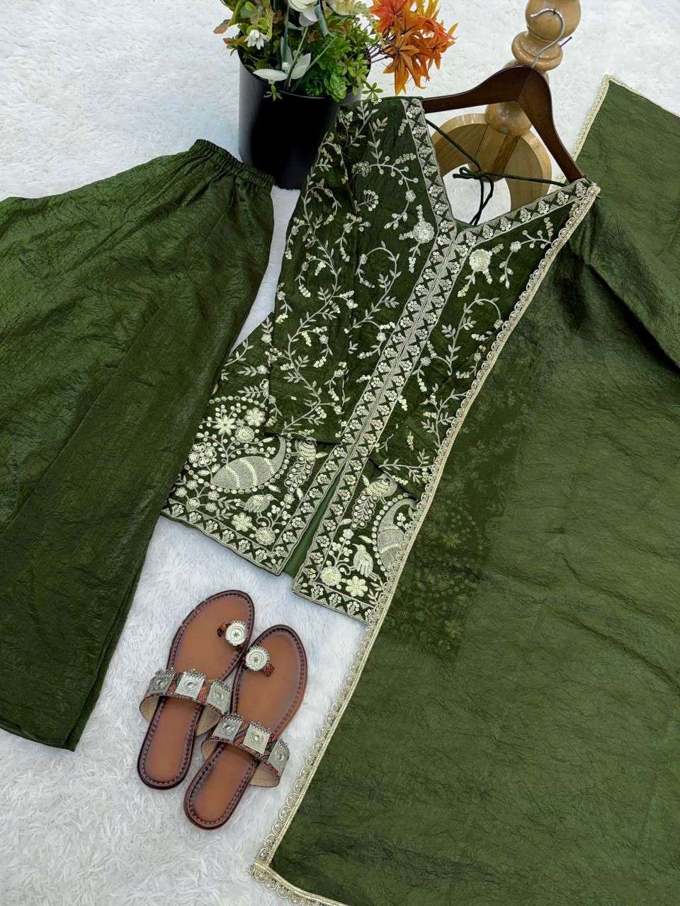 ZF 043 SILK HEAVY SEQUENCE EMBROIDERY DESIGNER WORK PARTY WEAR LADIES SUIT