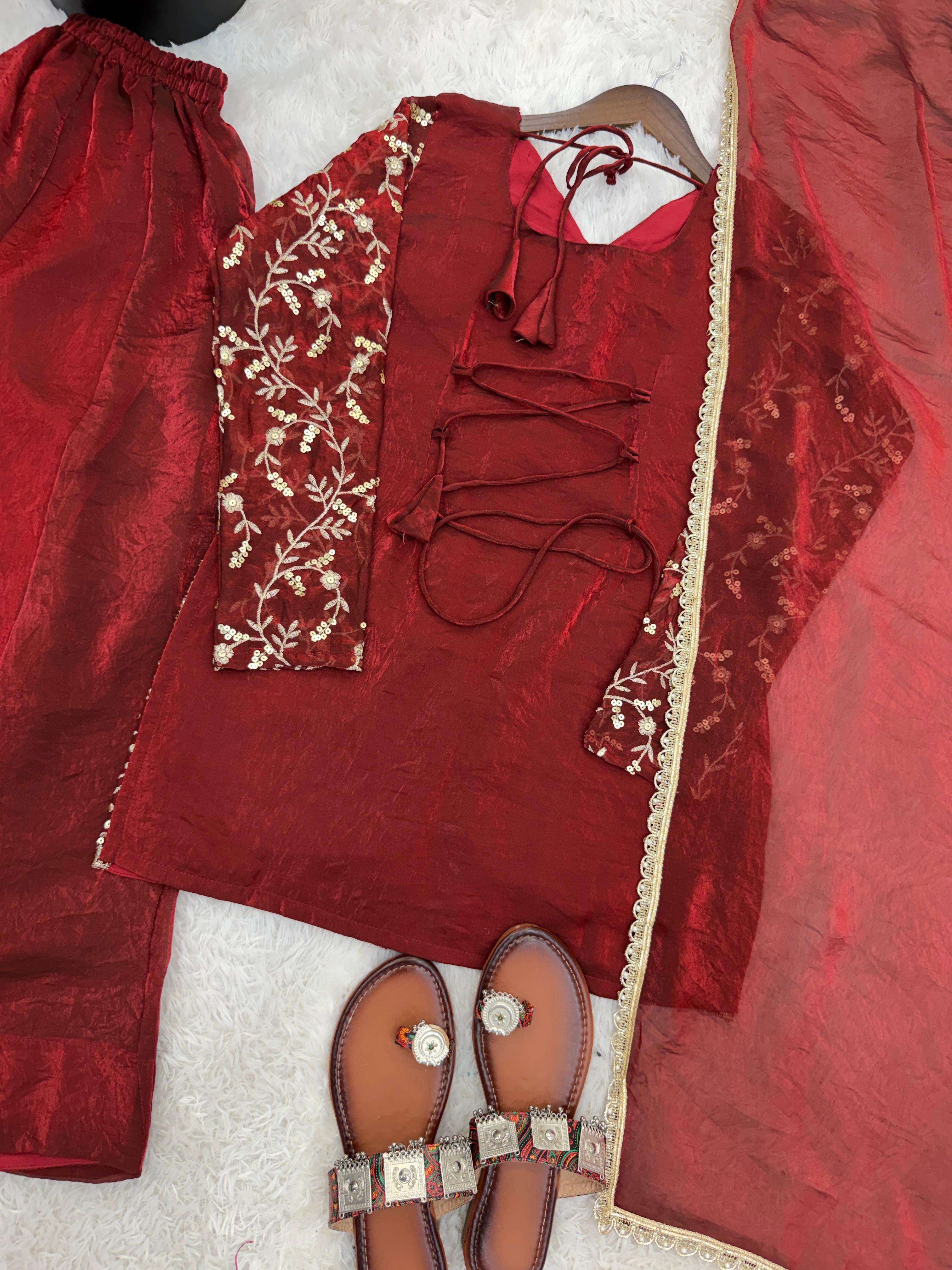 ZF 043 SILK HEAVY SEQUENCE EMBROIDERY DESIGNER WORK PARTY WEAR LADIES SUIT