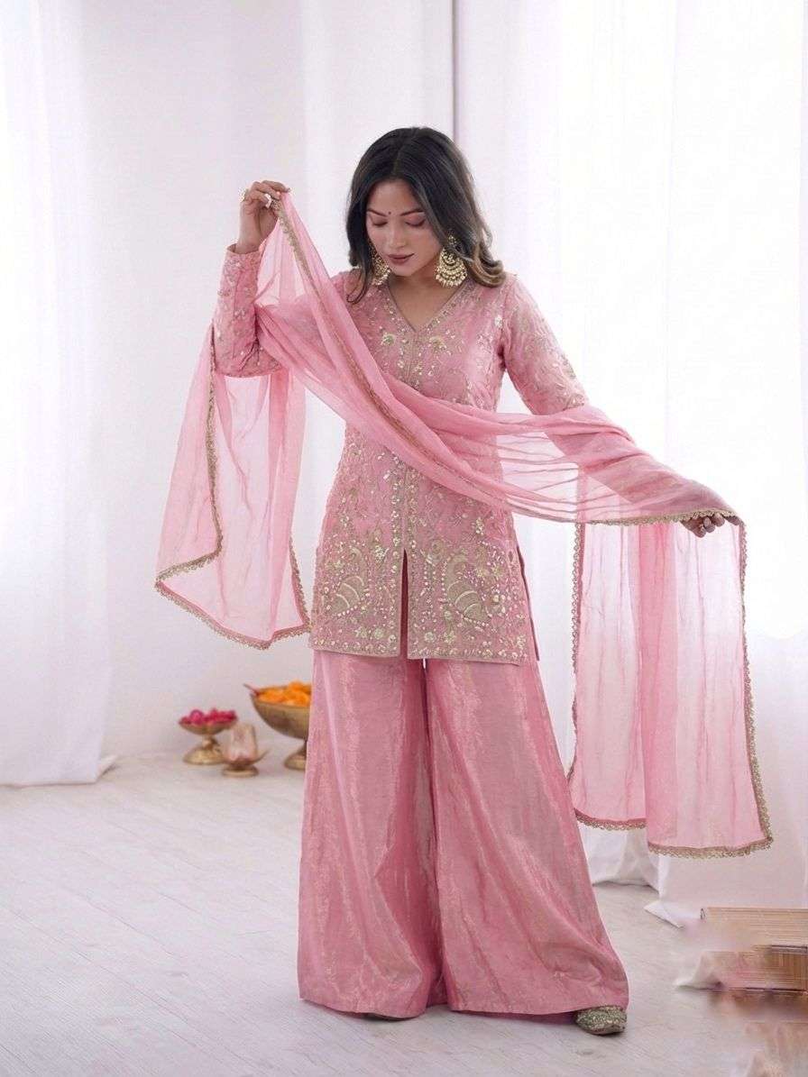 ZF 043 SILK HEAVY SEQUENCE EMBROIDERY DESIGNER WORK PARTY WEAR LADIES SUIT
