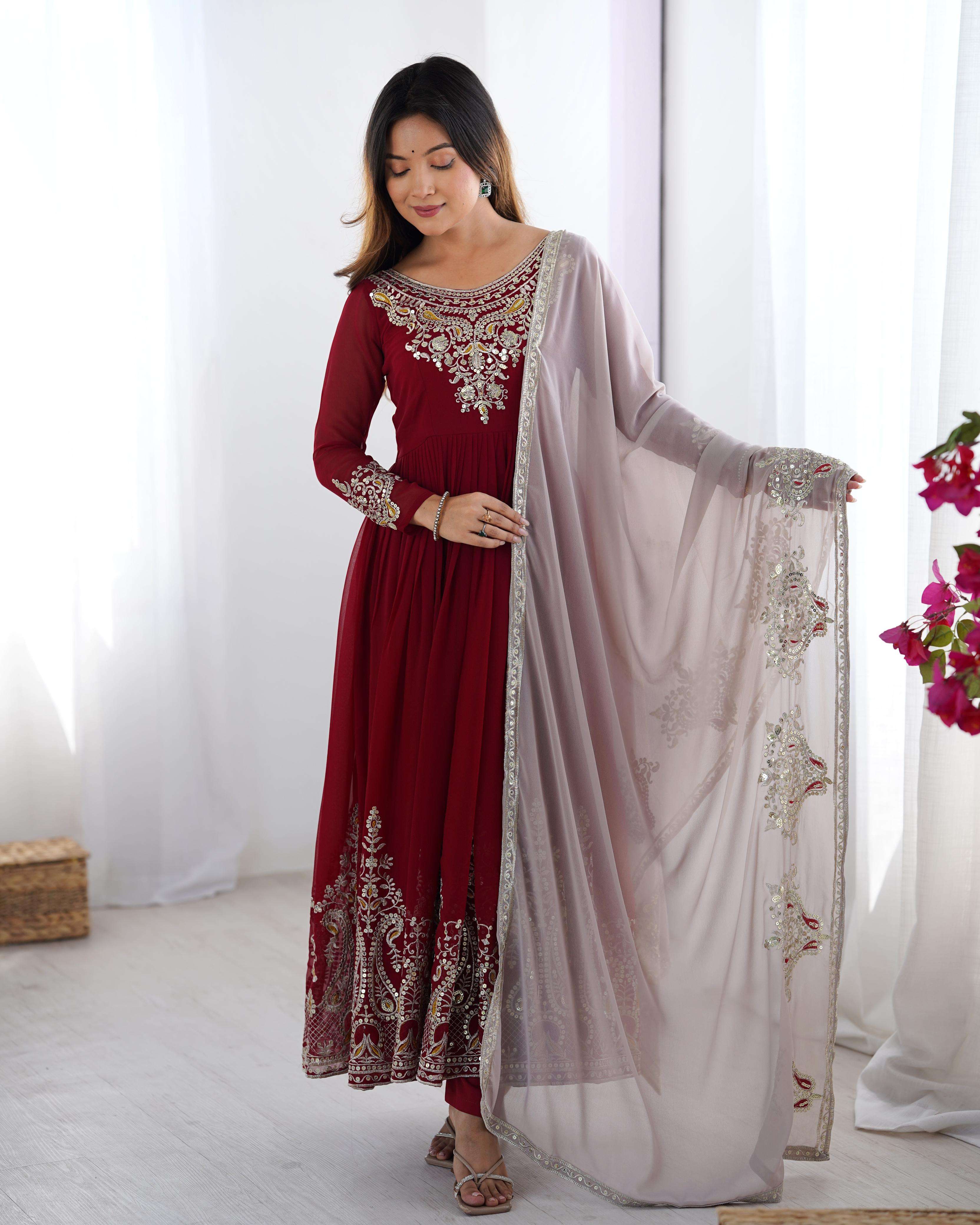 ZF 5008 GEORGETTE HEAVY DESIGNER PARTY WEAR GOWN BOTTOM AND DUPATTA SET 