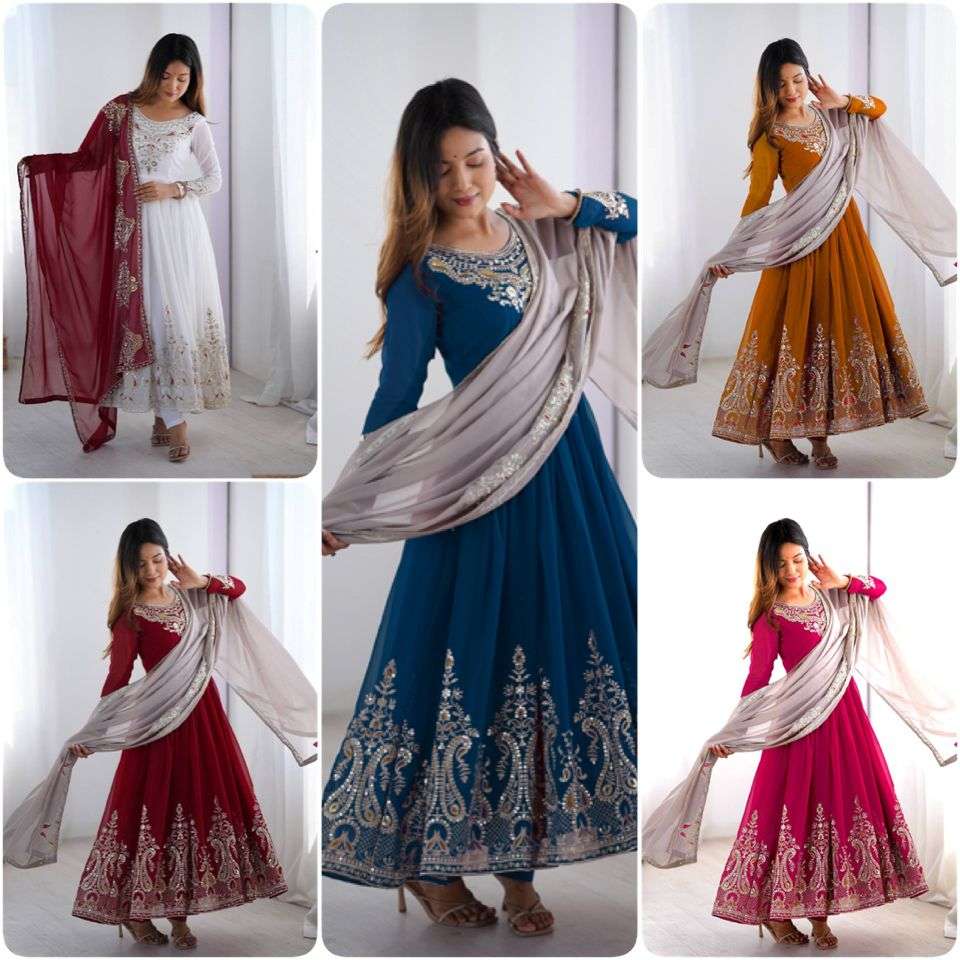 ZF 5008 GEORGETTE HEAVY DESIGNER PARTY WEAR GOWN BOTTOM AND DUPATTA SET 