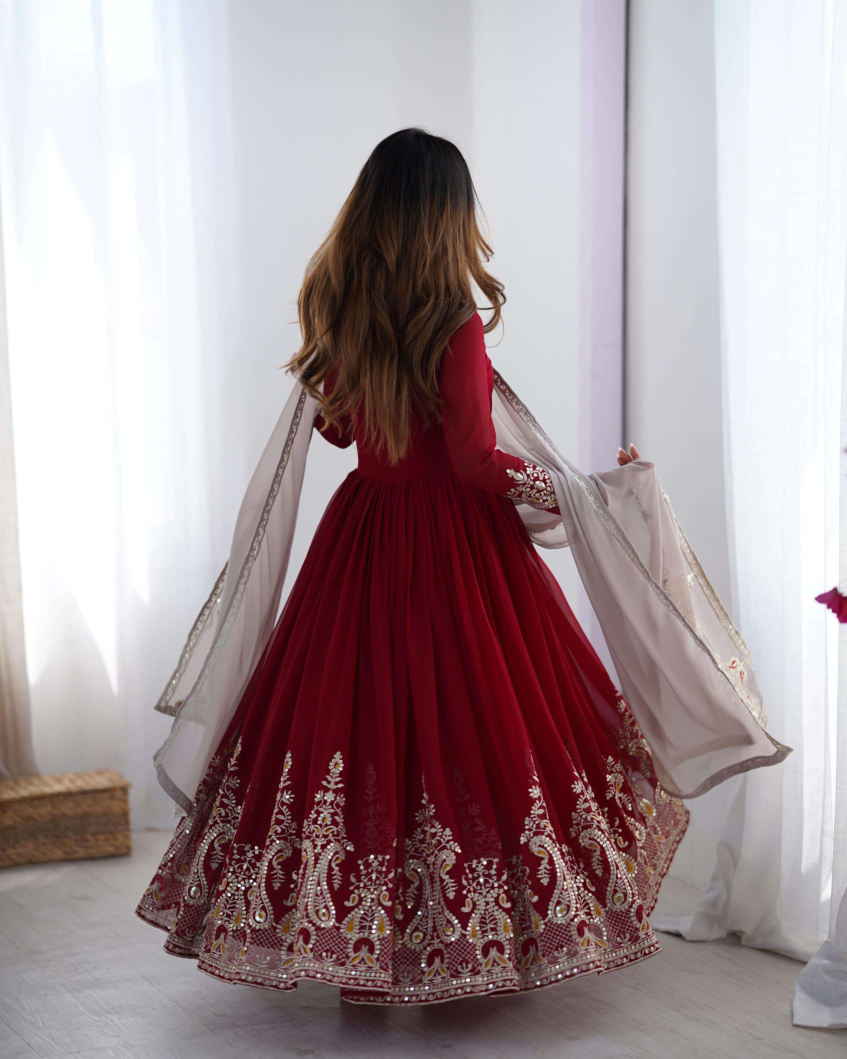 ZF 5008 GEORGETTE HEAVY DESIGNER PARTY WEAR GOWN BOTTOM AND DUPATTA SET 