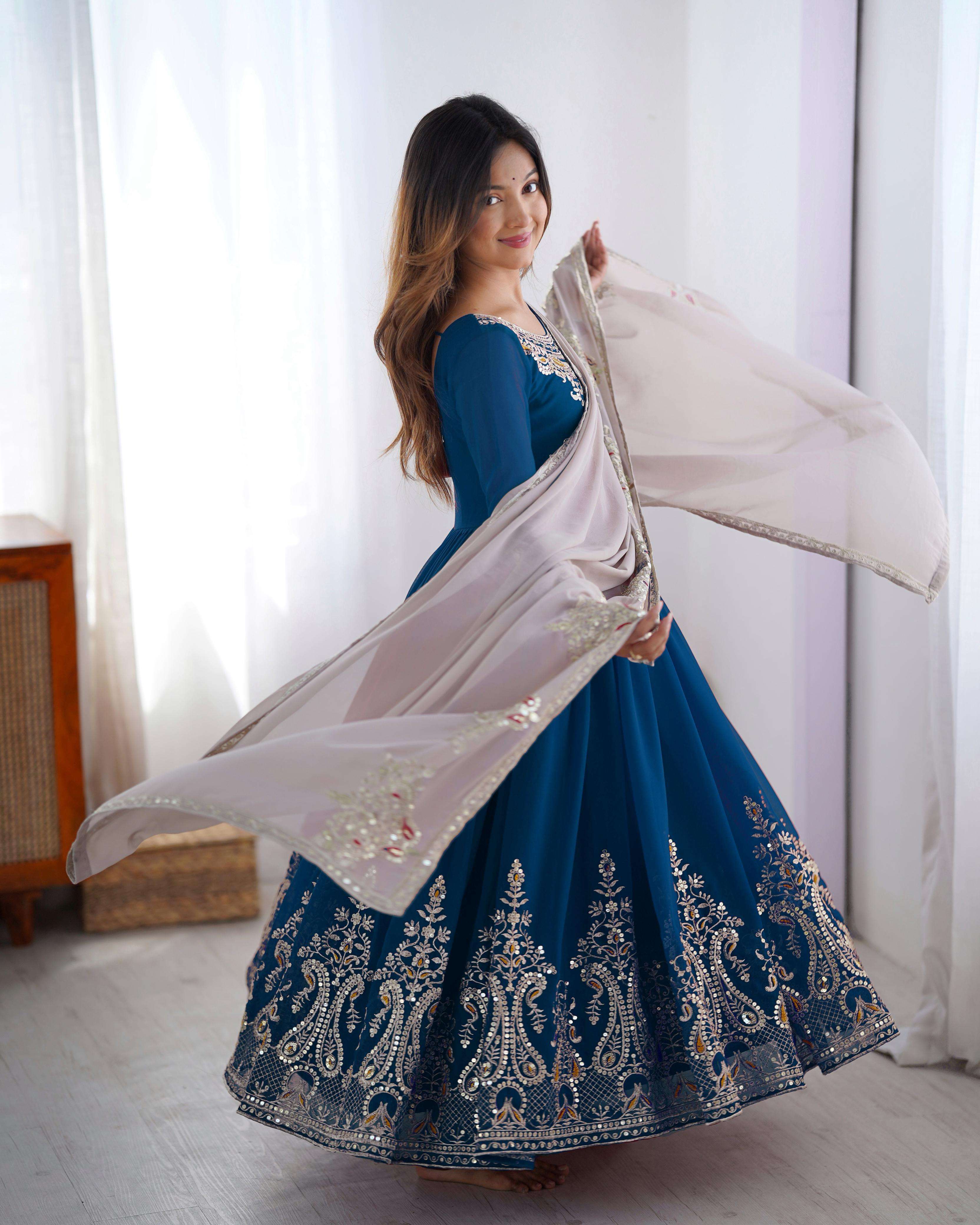 ZF 5008 GEORGETTE HEAVY DESIGNER PARTY WEAR GOWN BOTTOM AND DUPATTA SET 