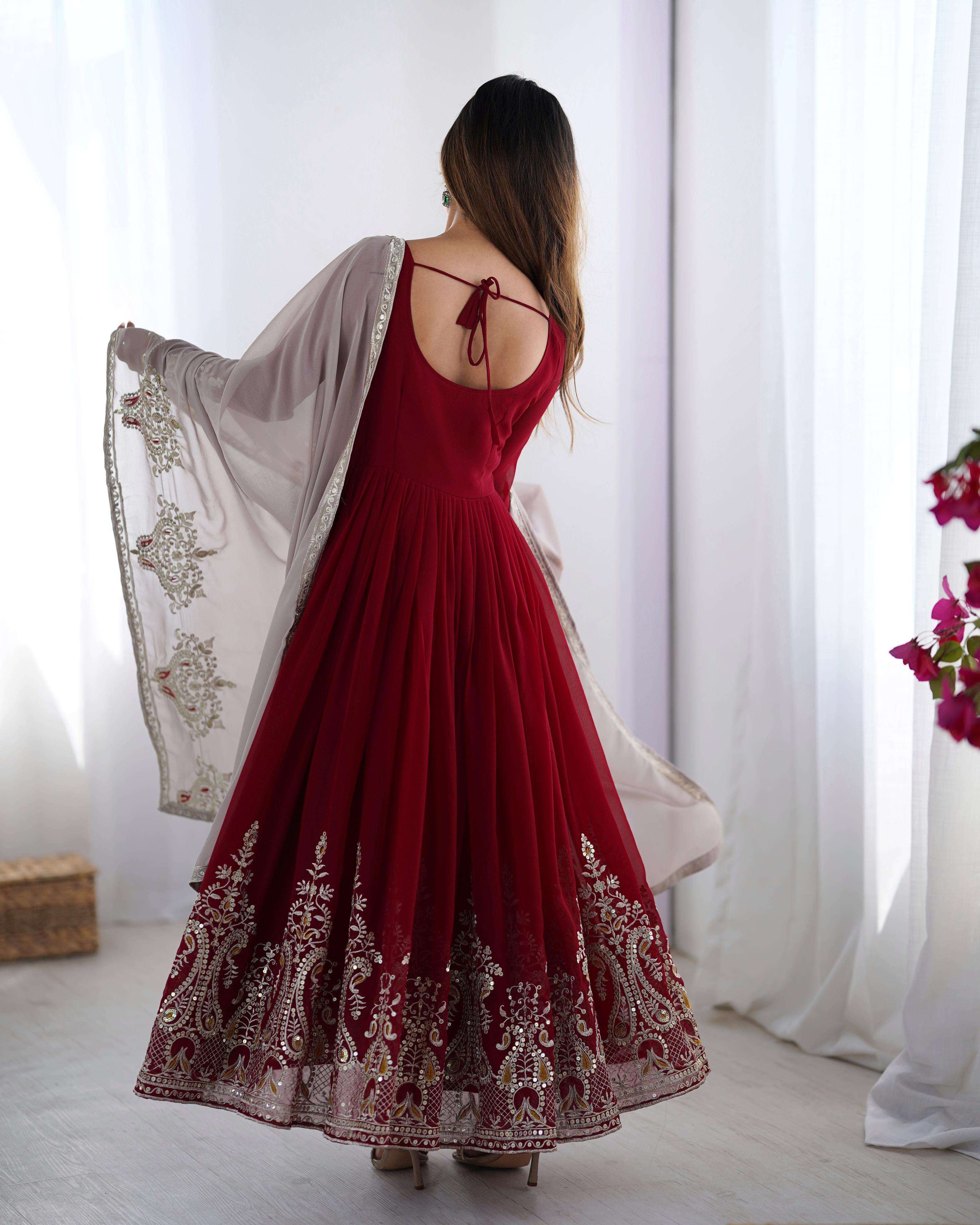 ZF 5008 GEORGETTE HEAVY DESIGNER PARTY WEAR GOWN BOTTOM AND DUPATTA SET 