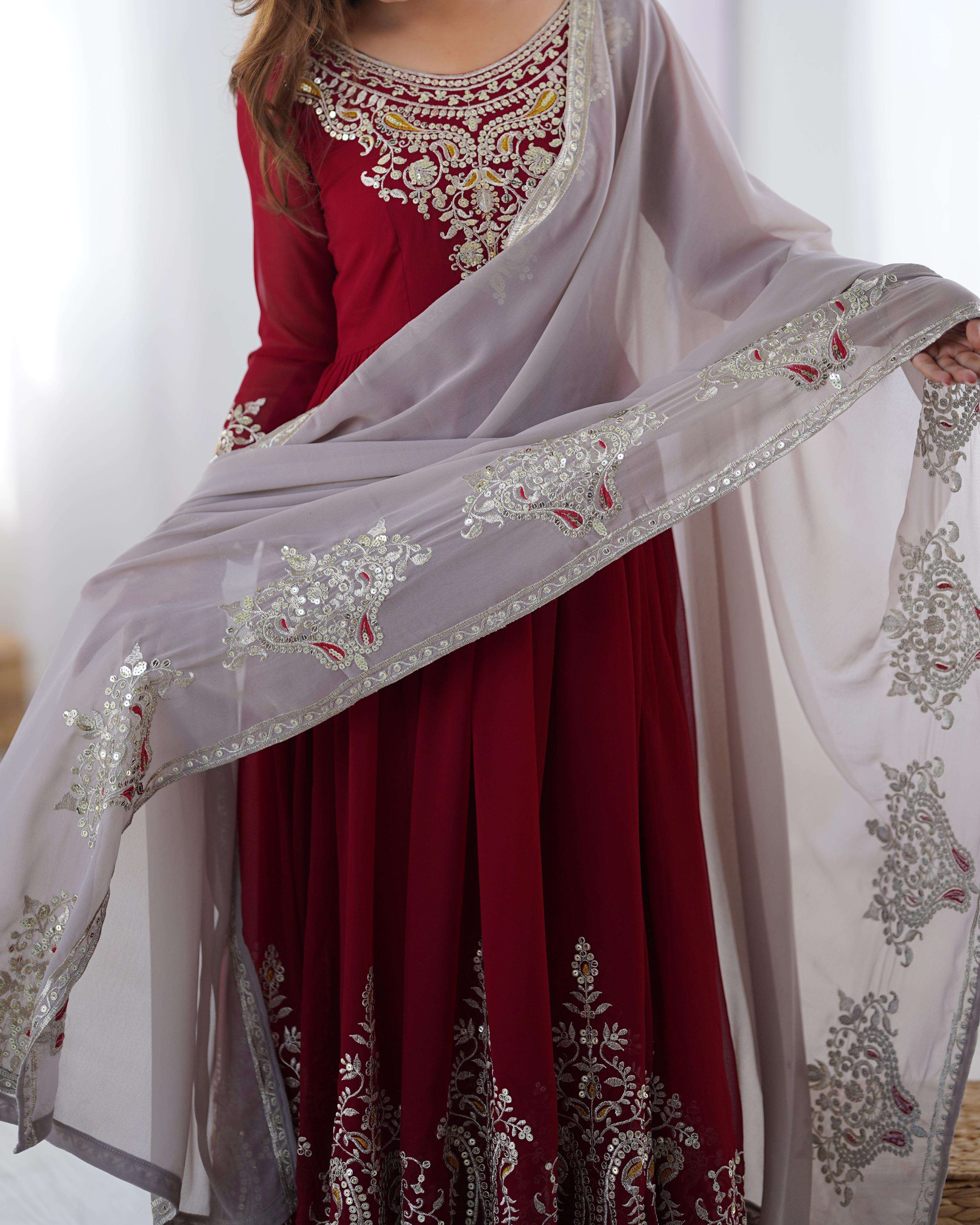 ZF 5008 GEORGETTE HEAVY DESIGNER PARTY WEAR GOWN BOTTOM AND DUPATTA SET 