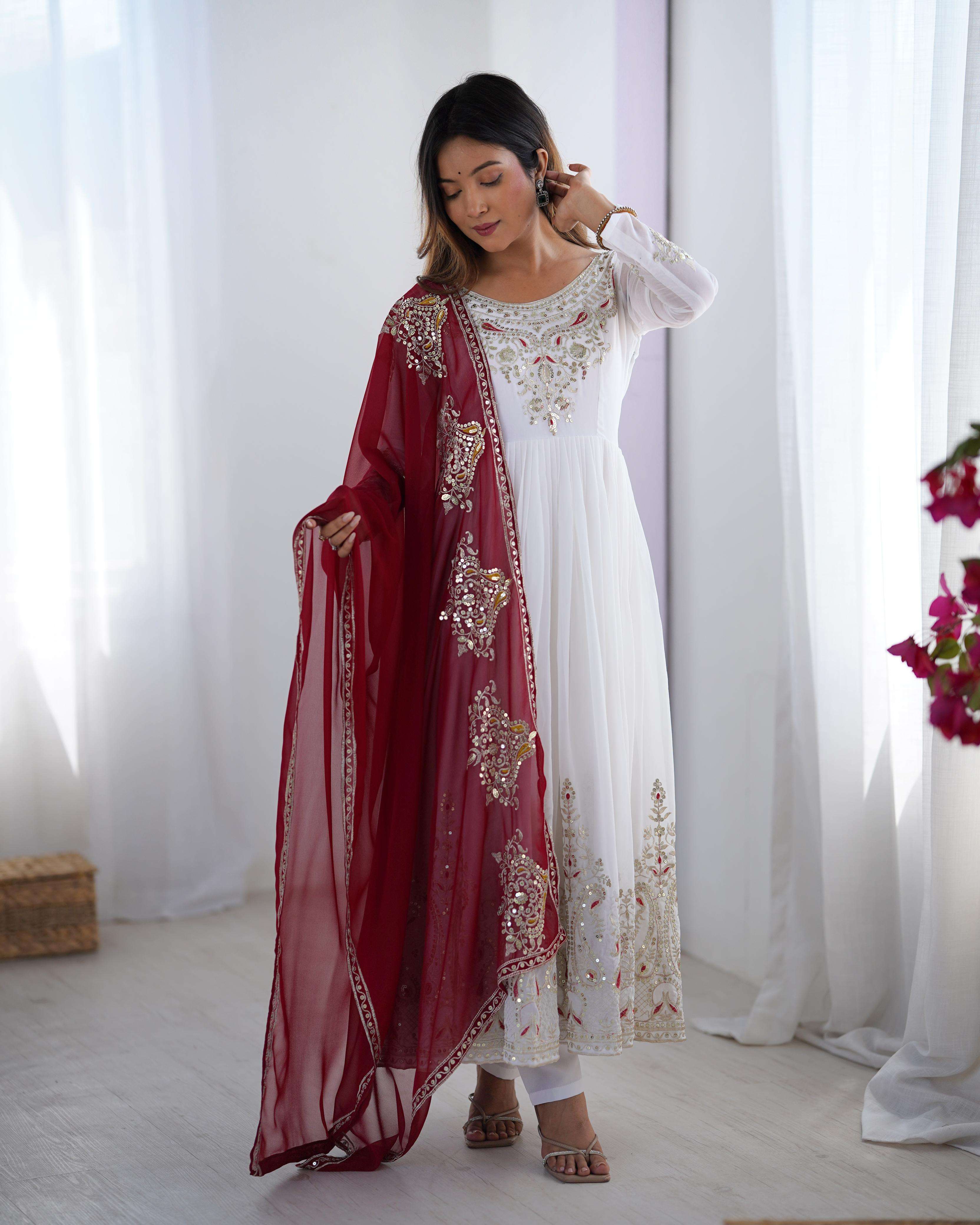 ZF 5008 GEORGETTE HEAVY DESIGNER PARTY WEAR GOWN BOTTOM AND DUPATTA SET 