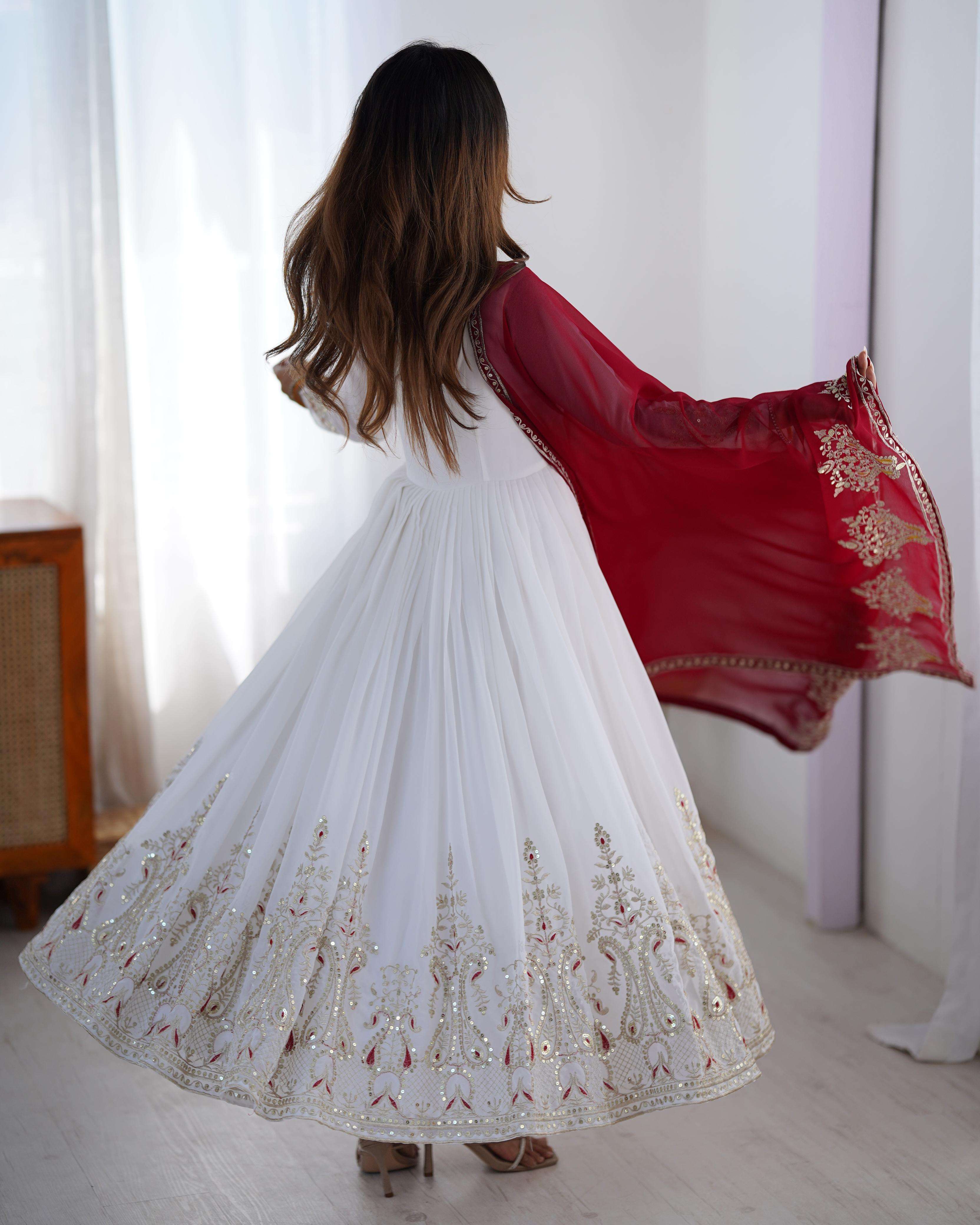 ZF 5008 GEORGETTE HEAVY DESIGNER PARTY WEAR GOWN BOTTOM AND DUPATTA SET 