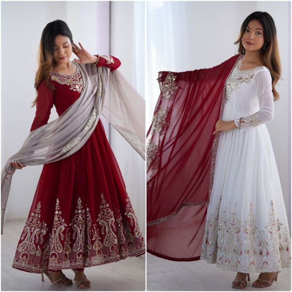 ZF 5008 GEORGETTE HEAVY DESIGNER PARTY WEAR GOWN BOTTOM AND DUPATTA SET 