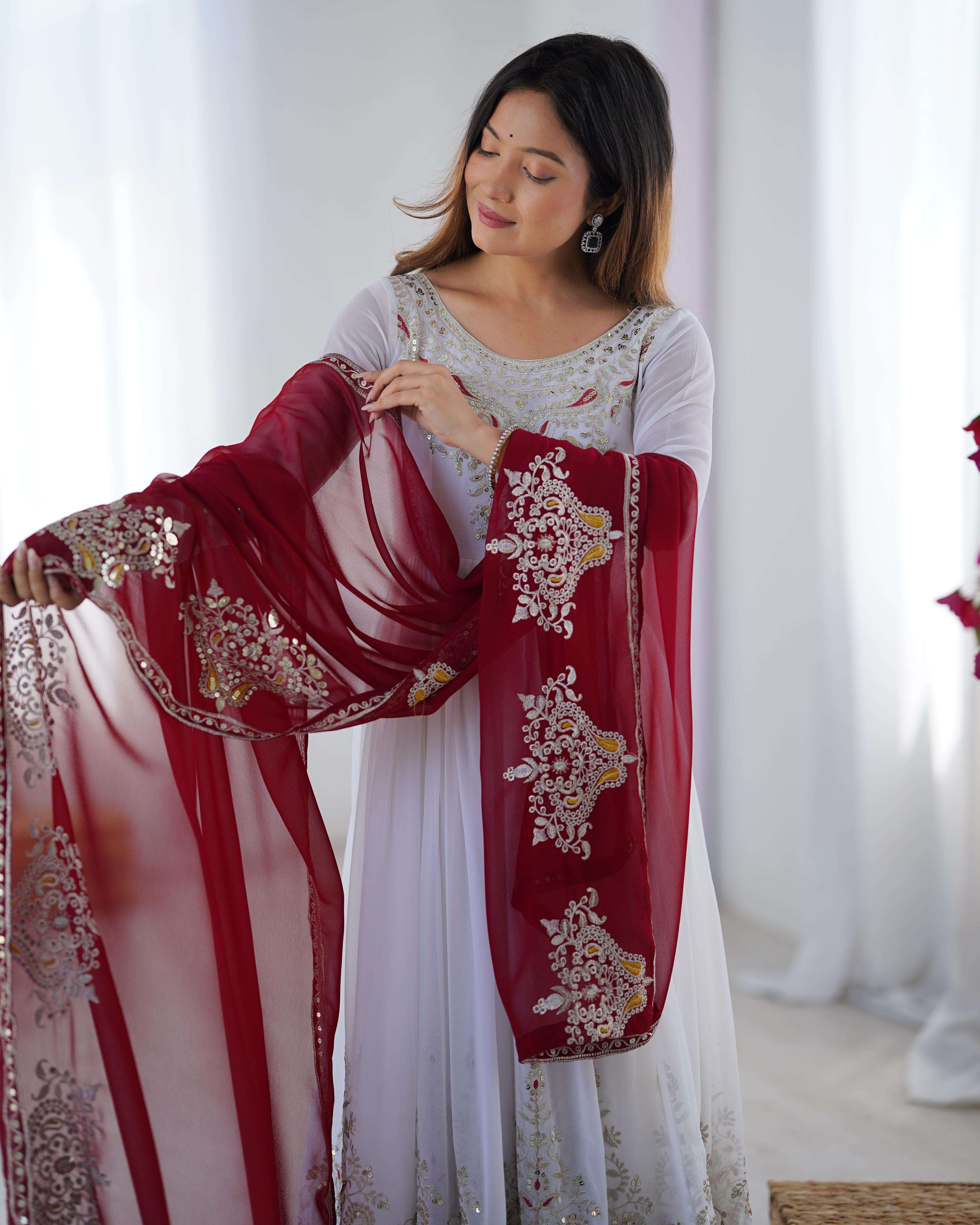 ZF 5008 GEORGETTE HEAVY DESIGNER PARTY WEAR GOWN BOTTOM AND DUPATTA SET 