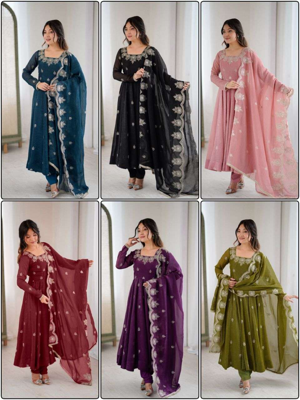 ZF 5011 SILK SEQUENCE EMBROIDERY DESIGNER ANARKALI STYLE GOWN DRESS