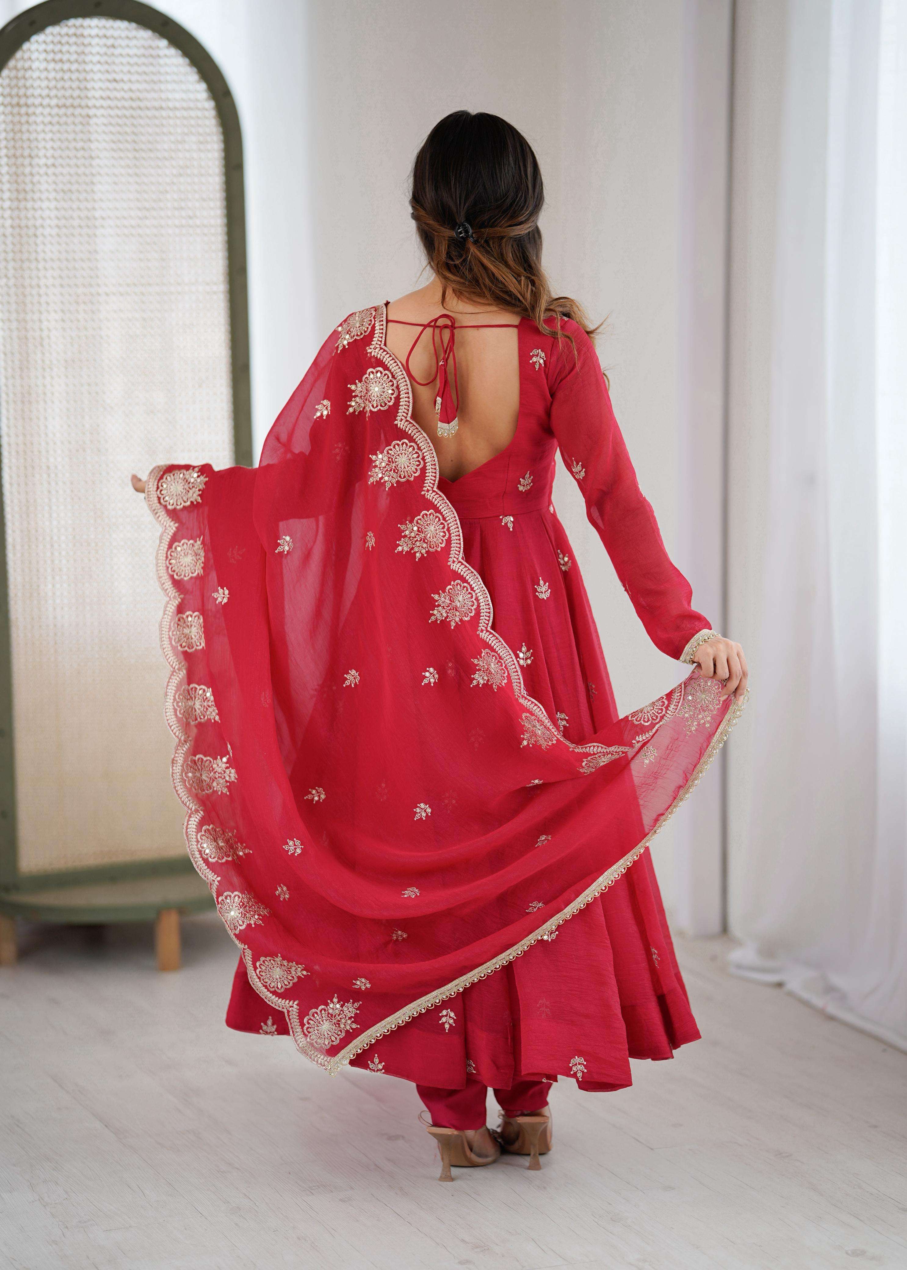 ZF 5011 SILK SEQUENCE EMBROIDERY DESIGNER ANARKALI STYLE GOWN DRESS
