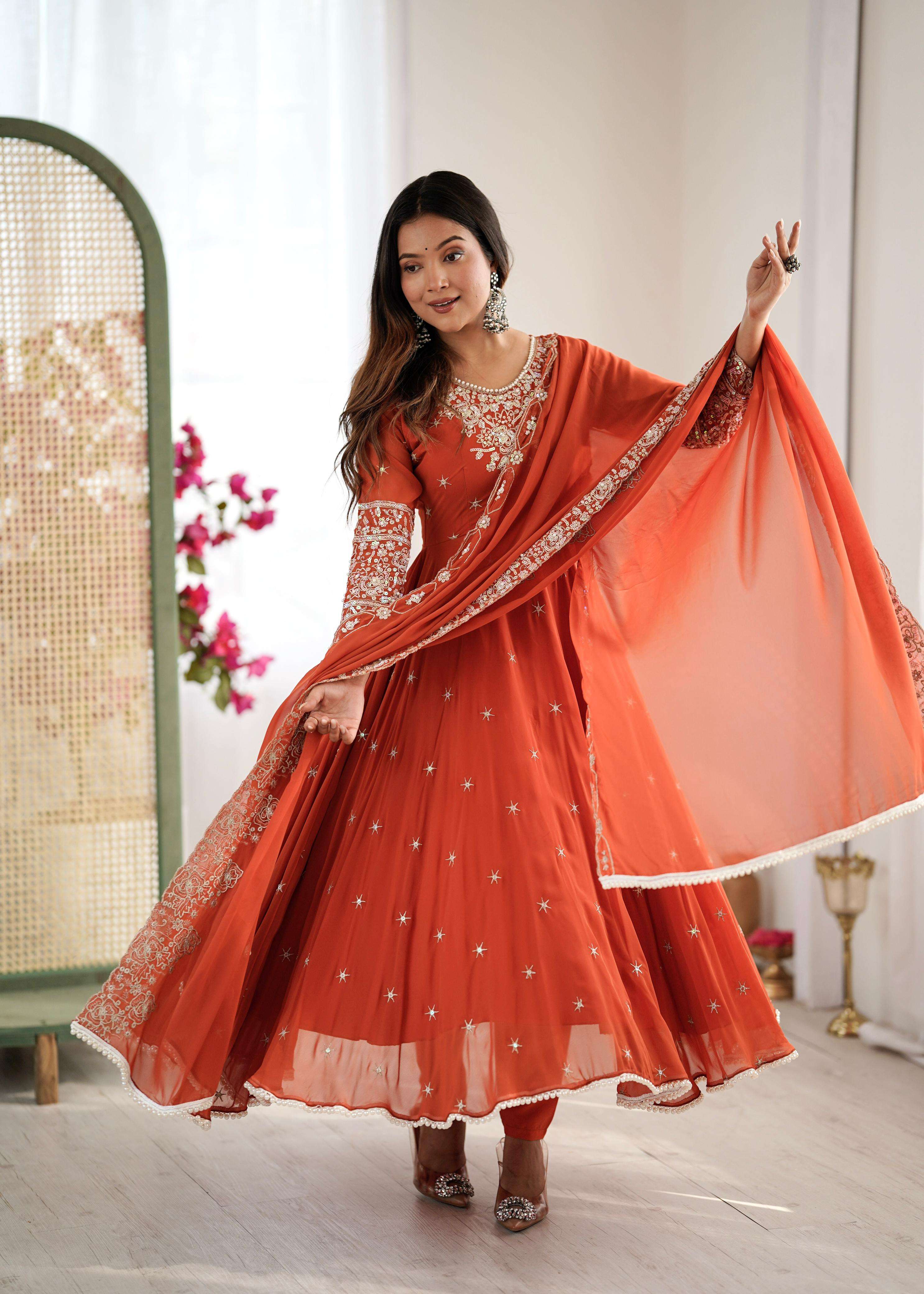 ZF 5012 GEORGETTE DESIGNER PARTY WEAR ANARKALI GOWN DRESS