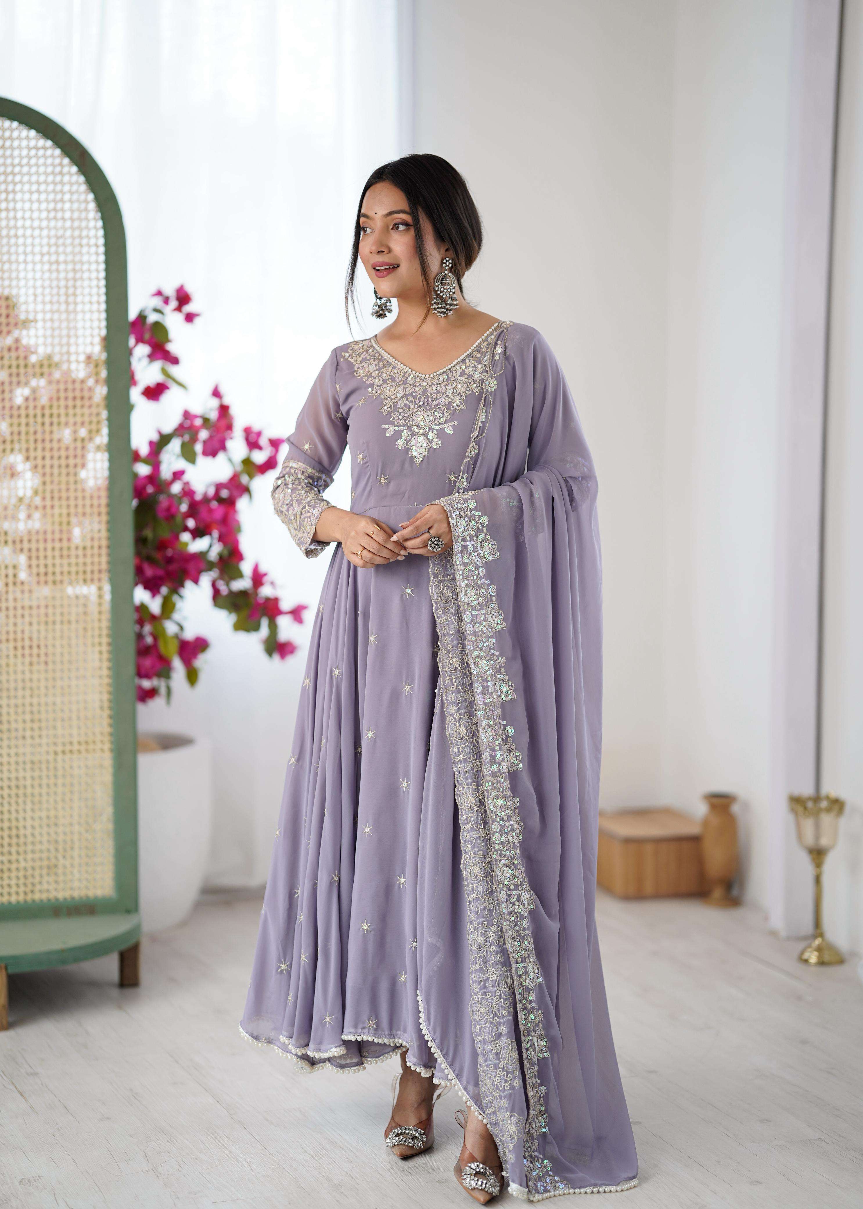 ZF 5012 GEORGETTE DESIGNER PARTY WEAR ANARKALI GOWN DRESS