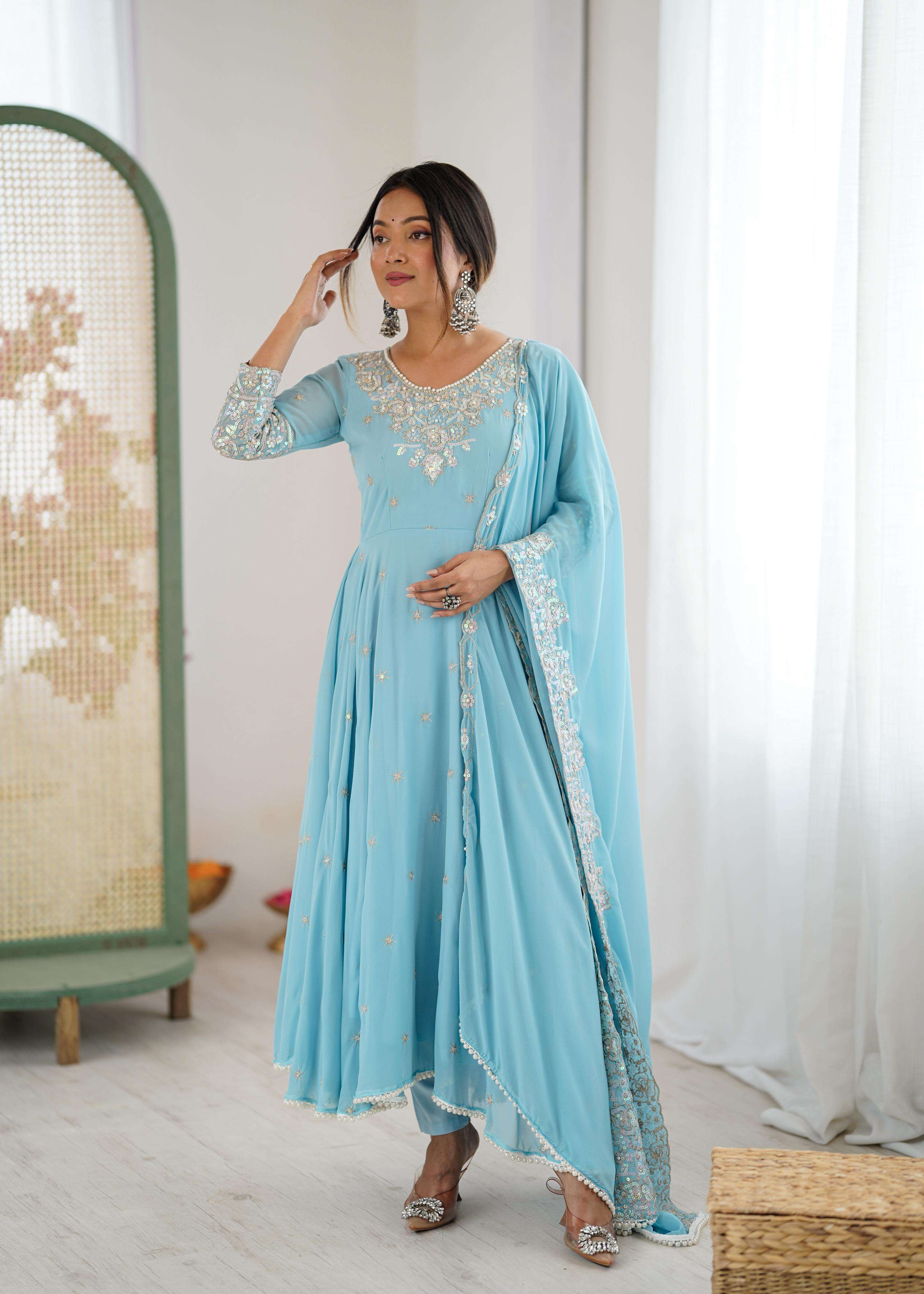 ZF 5012 GEORGETTE DESIGNER PARTY WEAR ANARKALI GOWN DRESS