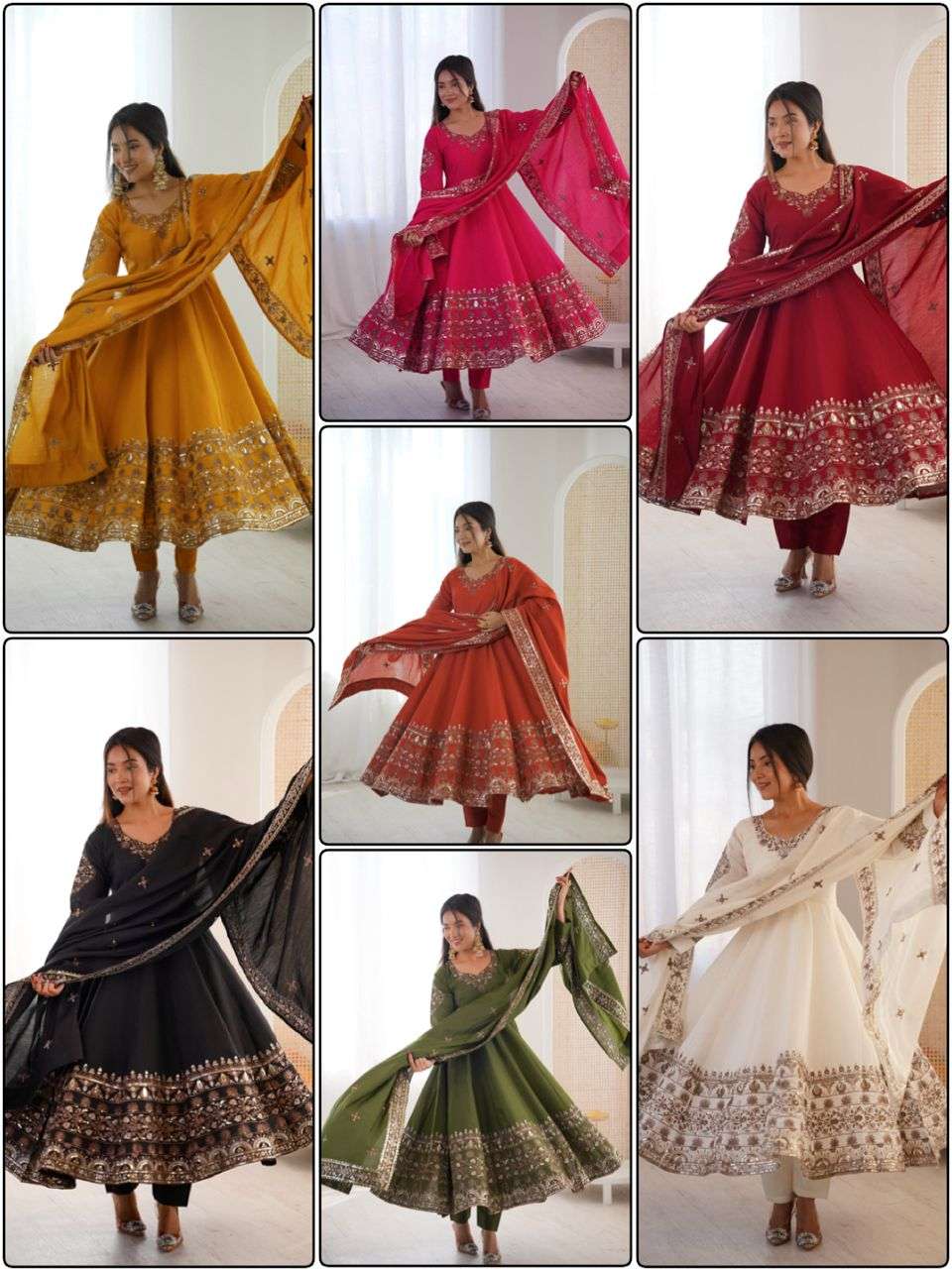 ZF 5016 SILK DESIGNER PARTY WEAR ANARKALI GOWN BOTTOM AND DUPATTA SET 