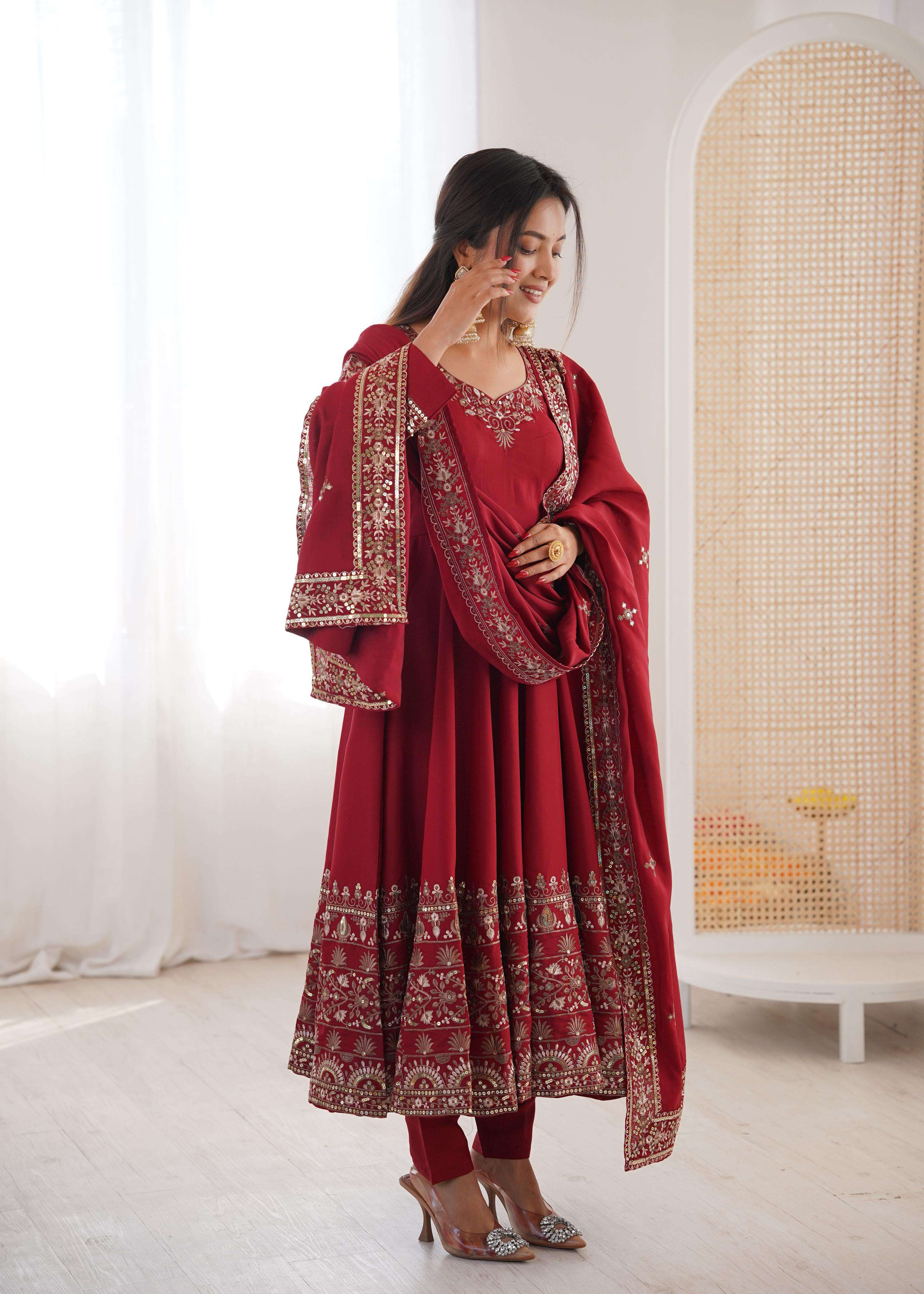 ZF 5016 SILK DESIGNER PARTY WEAR ANARKALI GOWN BOTTOM AND DUPATTA SET 