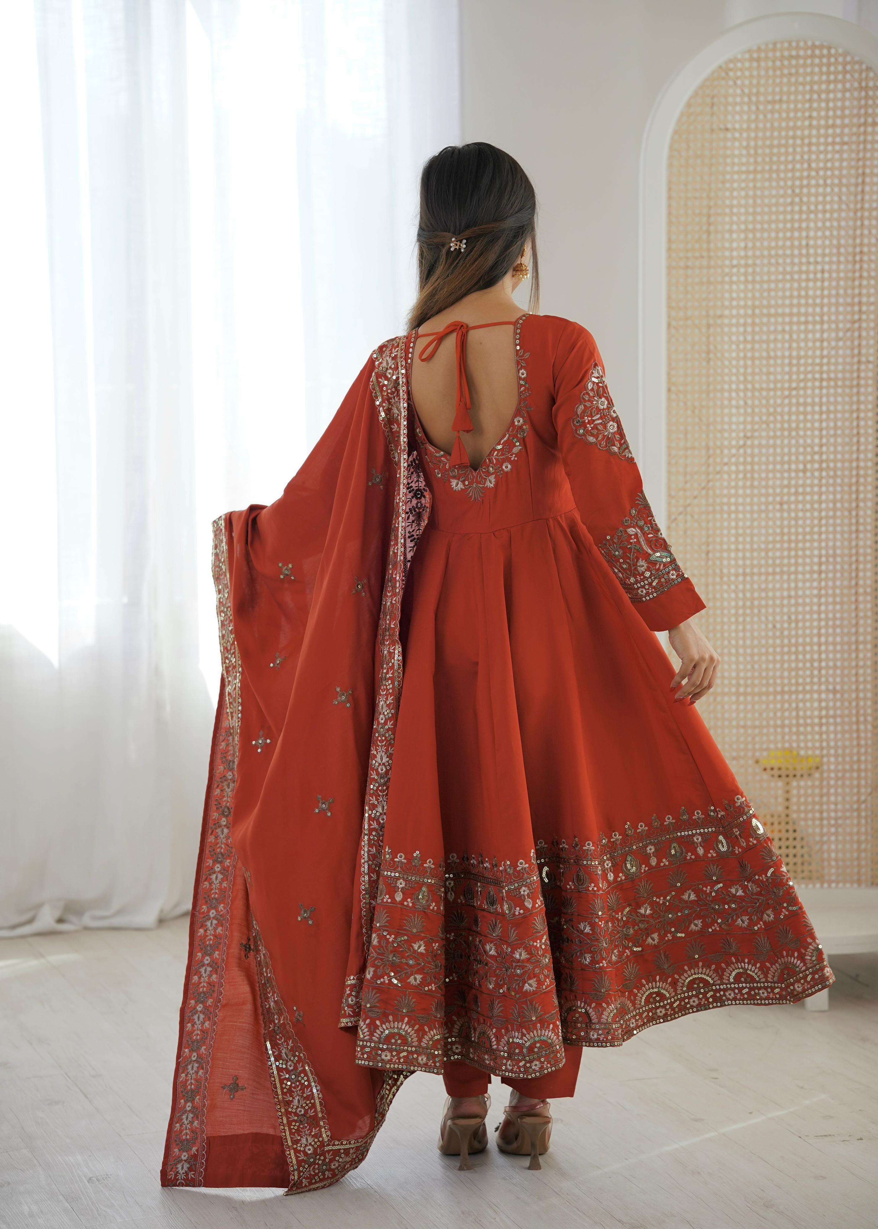 ZF 5016 SILK DESIGNER PARTY WEAR ANARKALI GOWN BOTTOM AND DUPATTA SET 
