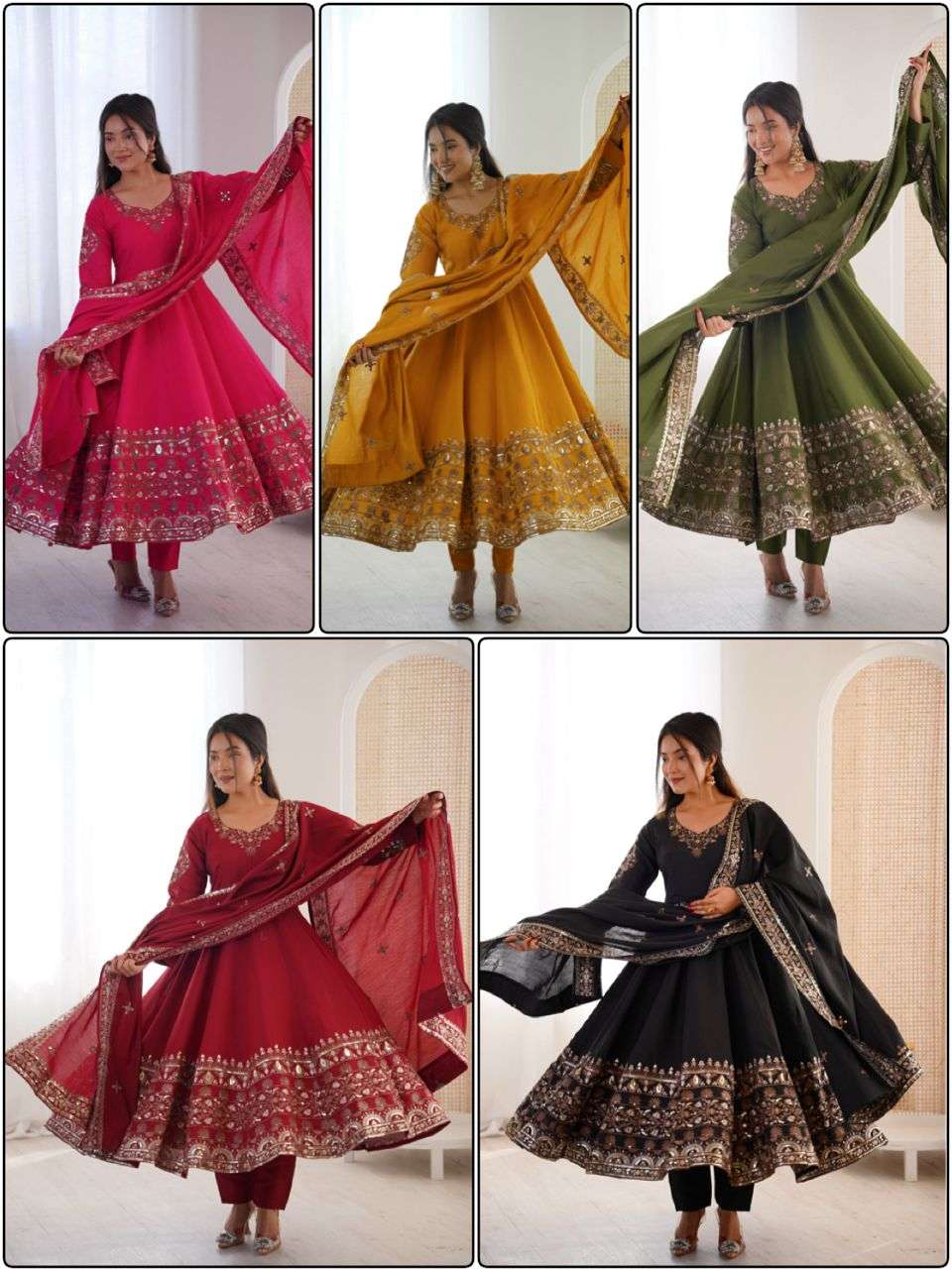 ZF 5016 SILK DESIGNER PARTY WEAR ANARKALI GOWN BOTTOM AND DUPATTA SET 