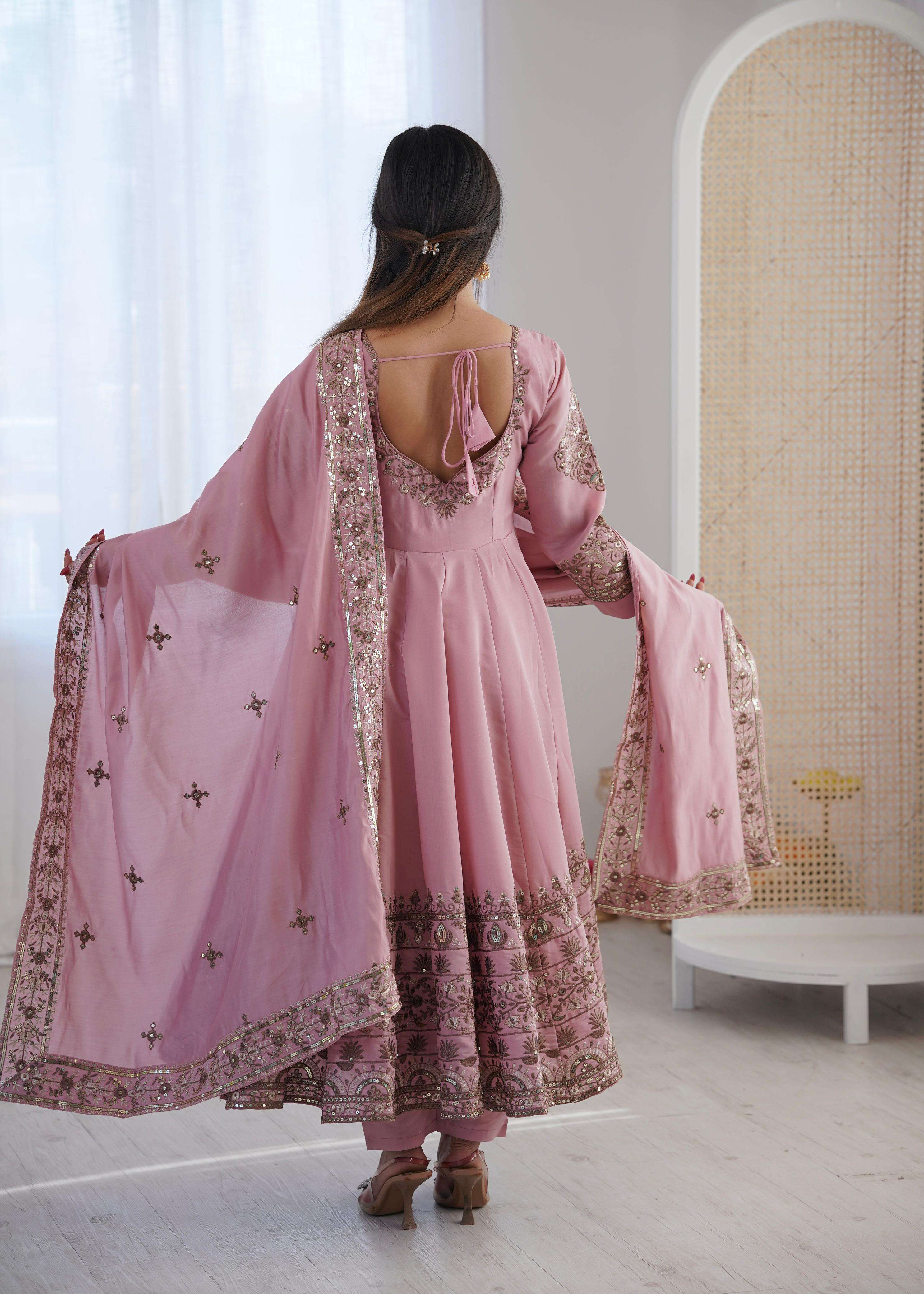 ZF 5016 SILK DESIGNER PARTY WEAR ANARKALI GOWN BOTTOM AND DUPATTA SET 