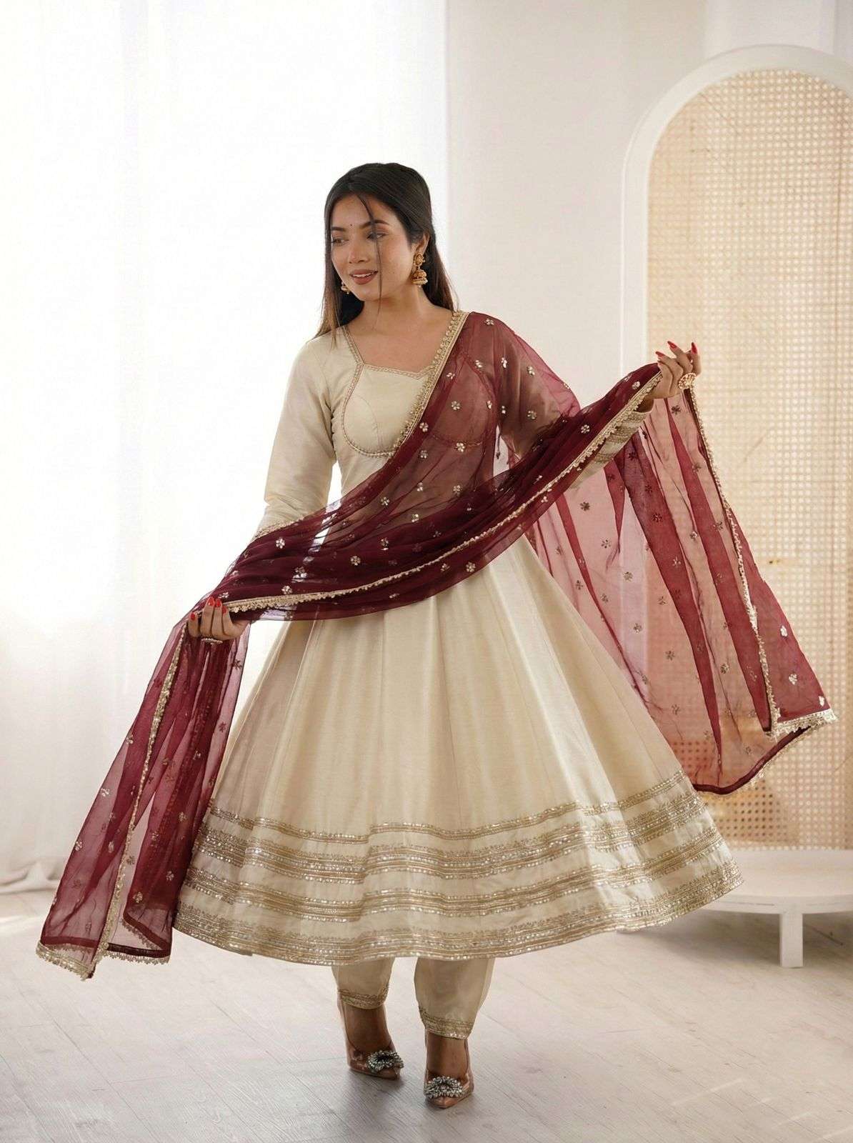 ZF 5017 COSMOS FABRIC DESIGNER PARTY WEAR GOWN BOTTOM AND DUPATTA SET