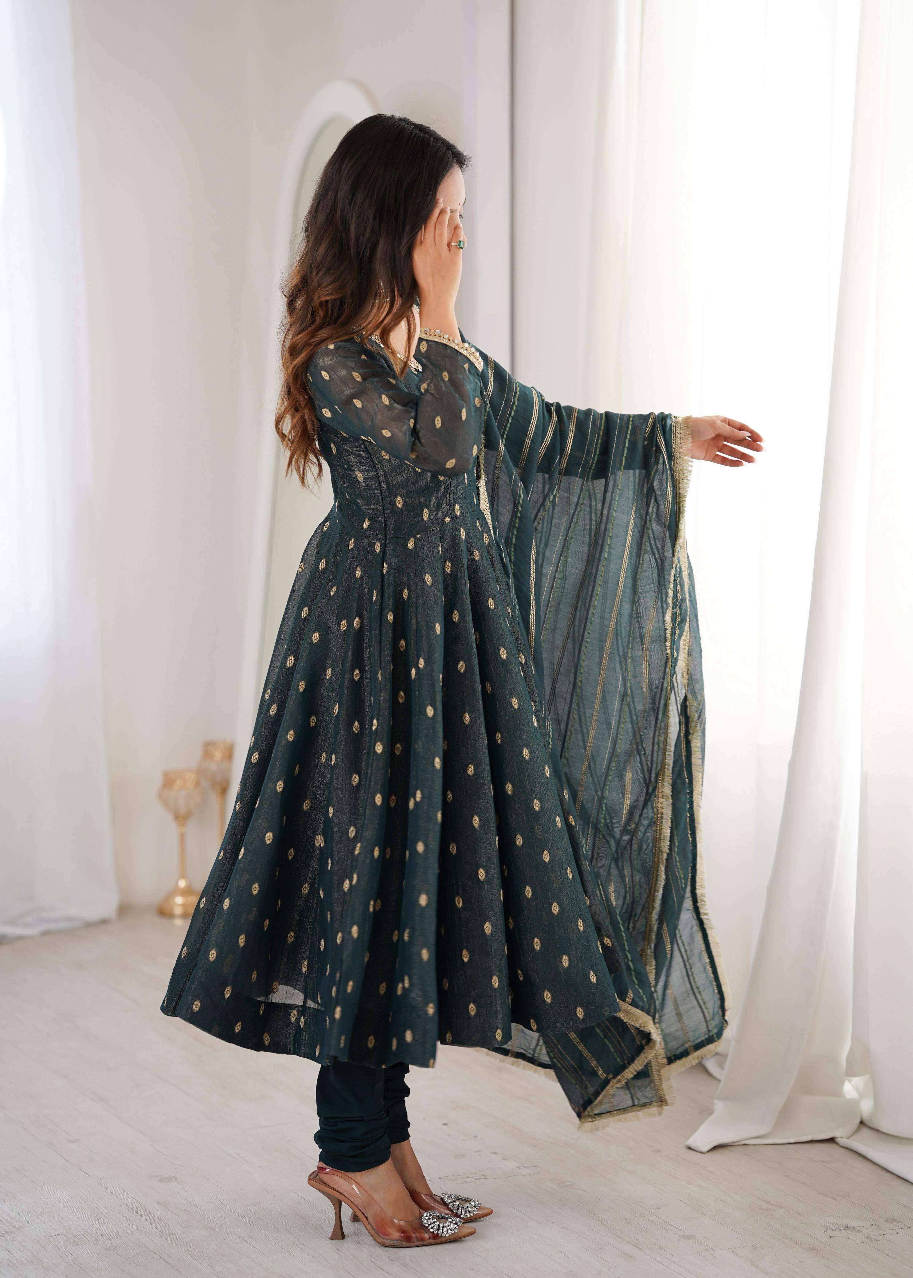 ZF 5021 SILK SEQUENCE WORK LADIES ANARKALI GOWN STYLE SUIT