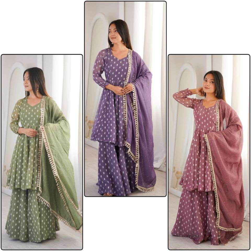 ZF 5022 SILK DESIGNER PREETY LOOKS PARTY WEAR LADIES SHARARA SUIT