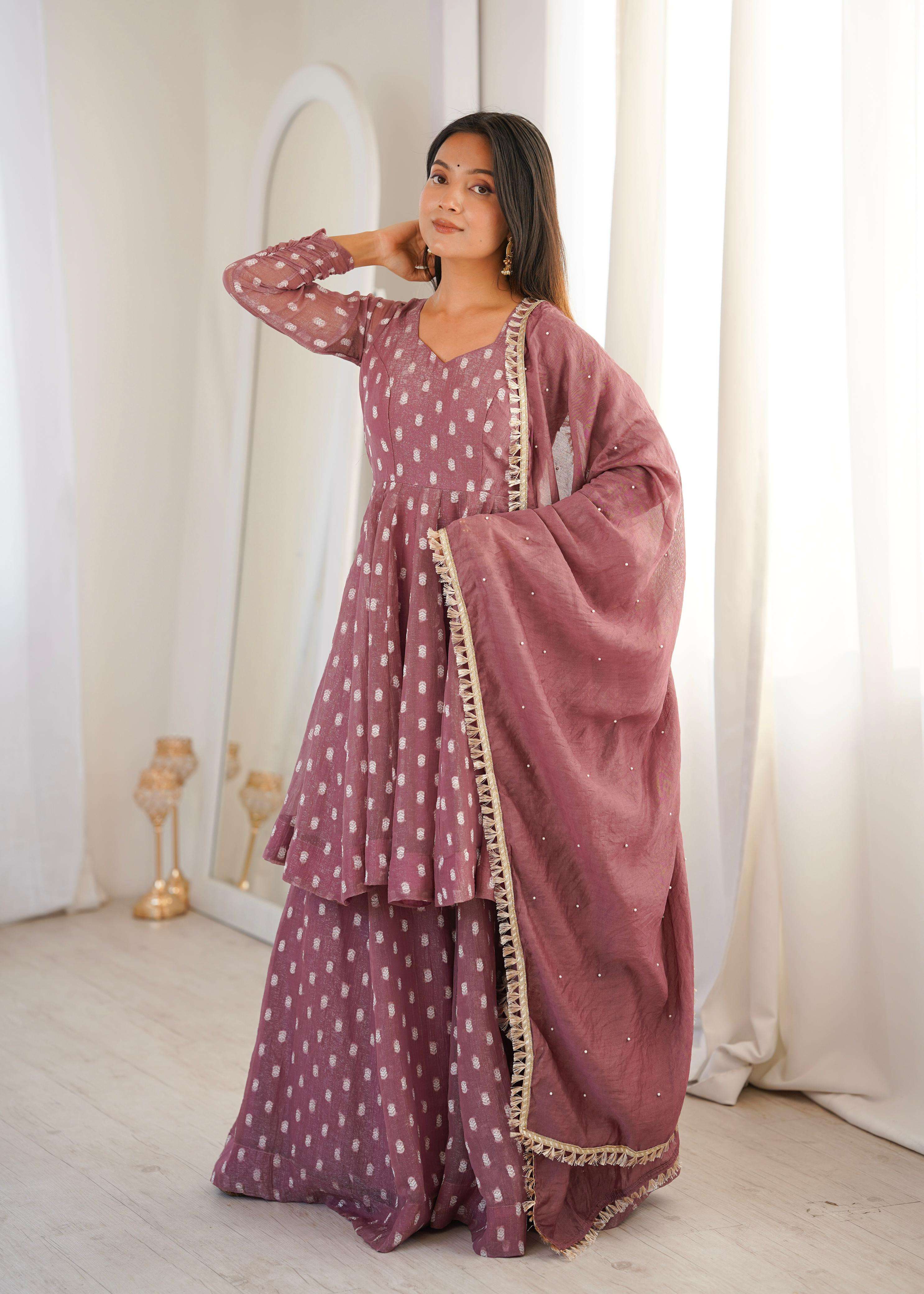 ZF 5022 SILK DESIGNER PREETY LOOKS PARTY WEAR LADIES SHARARA SUIT