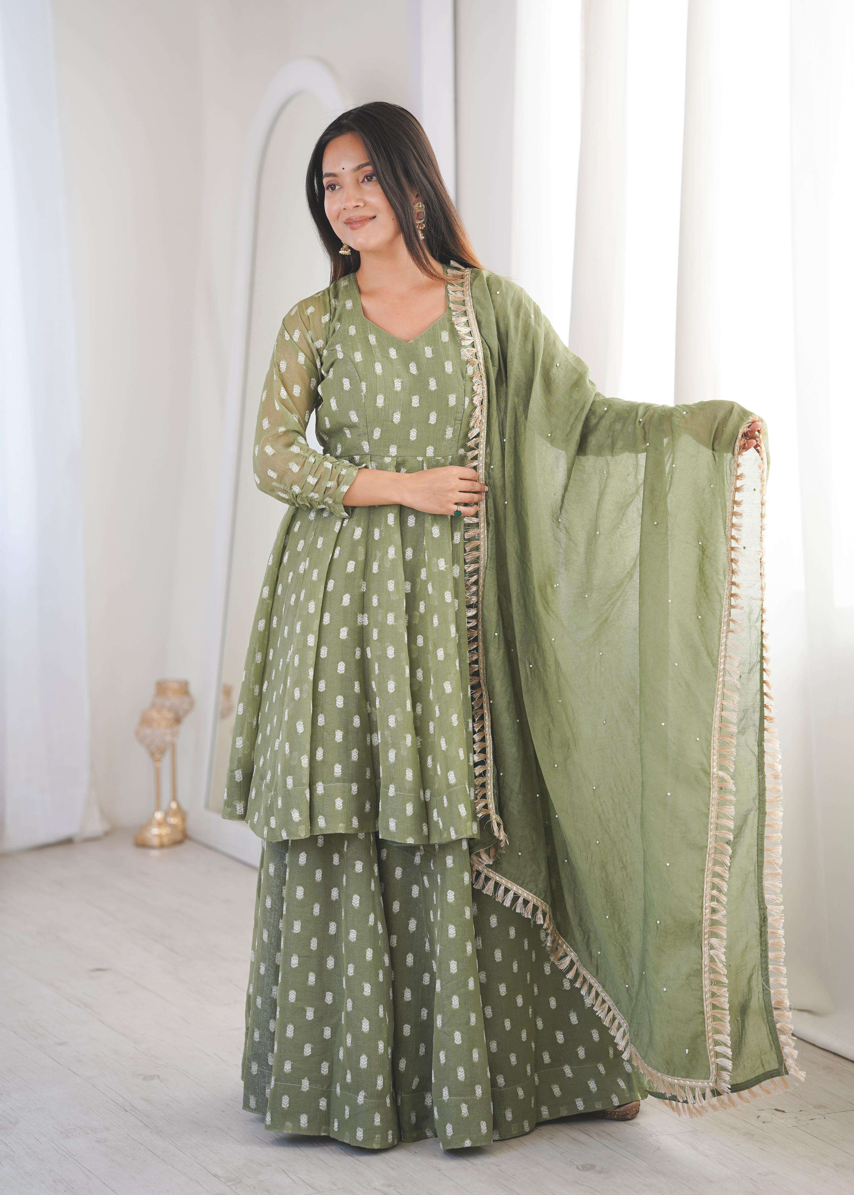ZF 5022 SILK DESIGNER PREETY LOOKS PARTY WEAR LADIES SHARARA SUIT