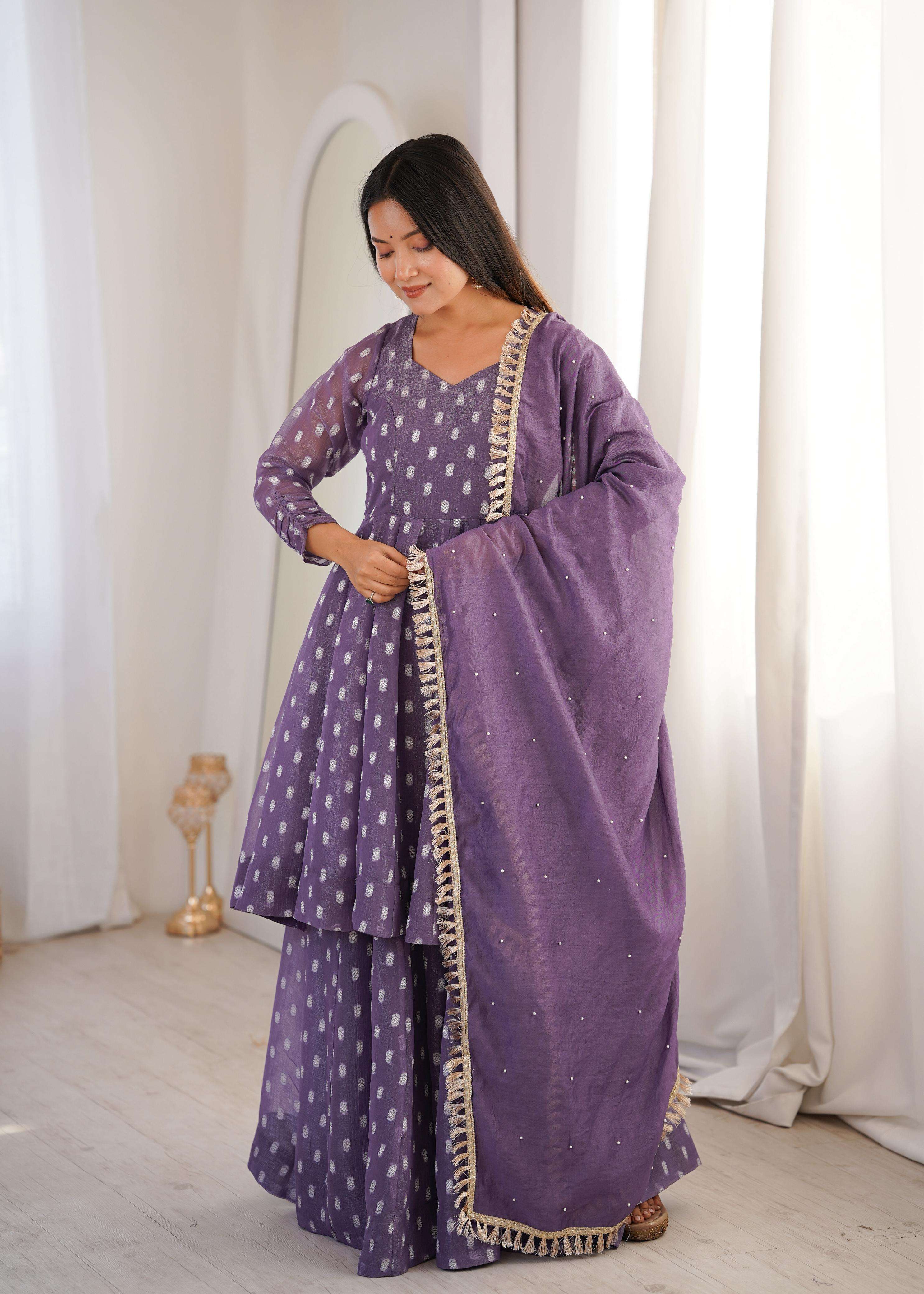 ZF 5022 SILK DESIGNER PREETY LOOKS PARTY WEAR LADIES SHARARA SUIT