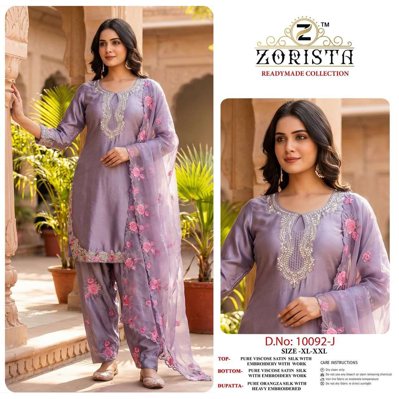 ZORISTA D NO 10092 IJKL SATIN SILK  WITH HEAVY EMBROIDERY DESIGNER SUIT