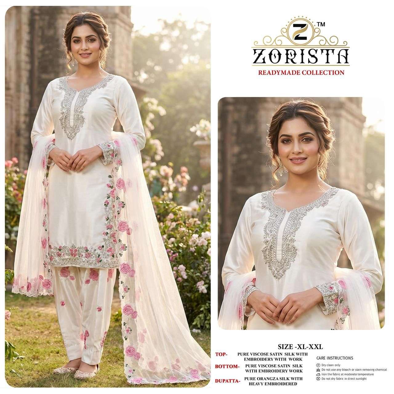 ZORISTA D NO 10092 IJKL SATIN SILK  WITH HEAVY EMBROIDERY DESIGNER SUIT