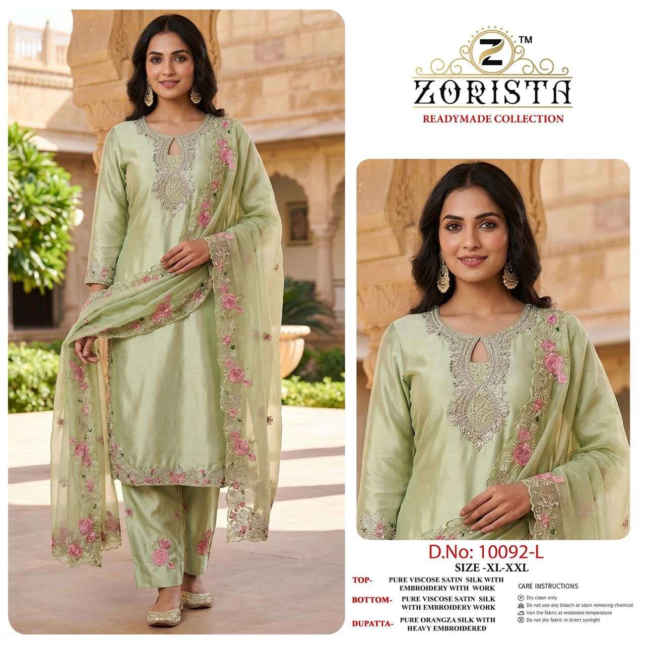 ZORISTA D NO 10092 IJKL SATIN SILK  WITH HEAVY EMBROIDERY DESIGNER SUIT