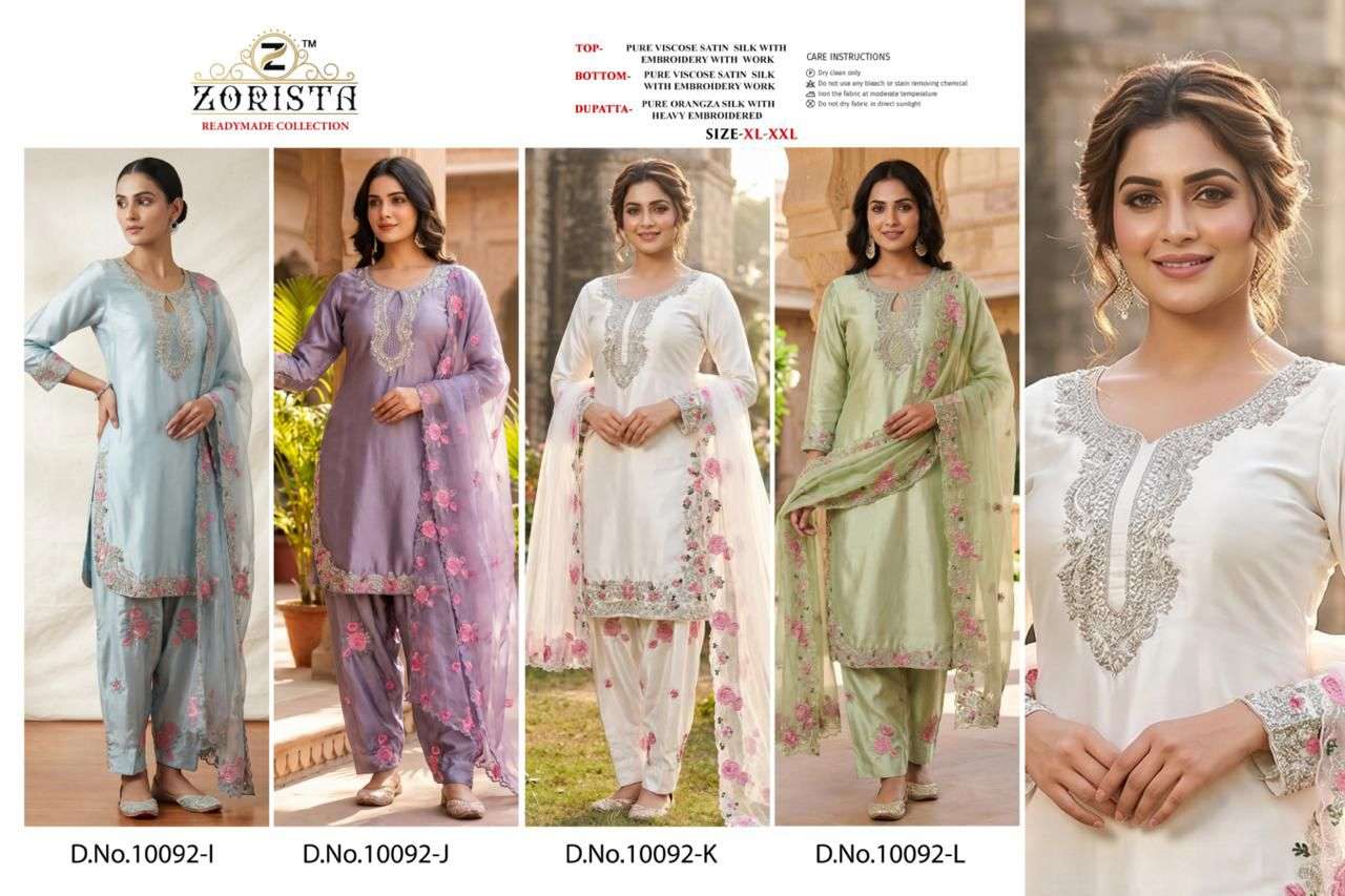 ZORISTA D NO 10092 IJKL SATIN SILK  WITH HEAVY EMBROIDERY DESIGNER SUIT