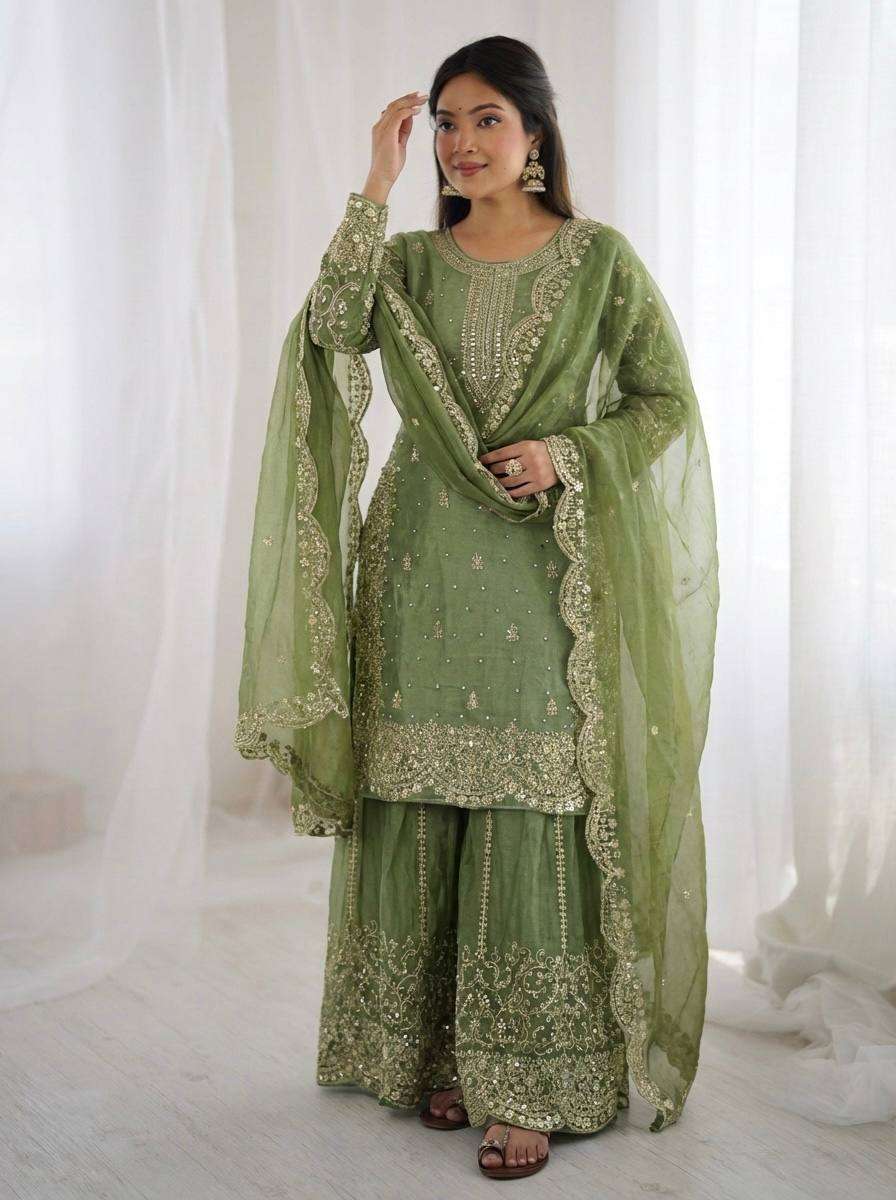 ZSR 3167 SILK SEQUENCE EMBROIDERY DESIGNER WORK FESTIVE WEAR LADIES SUITS 