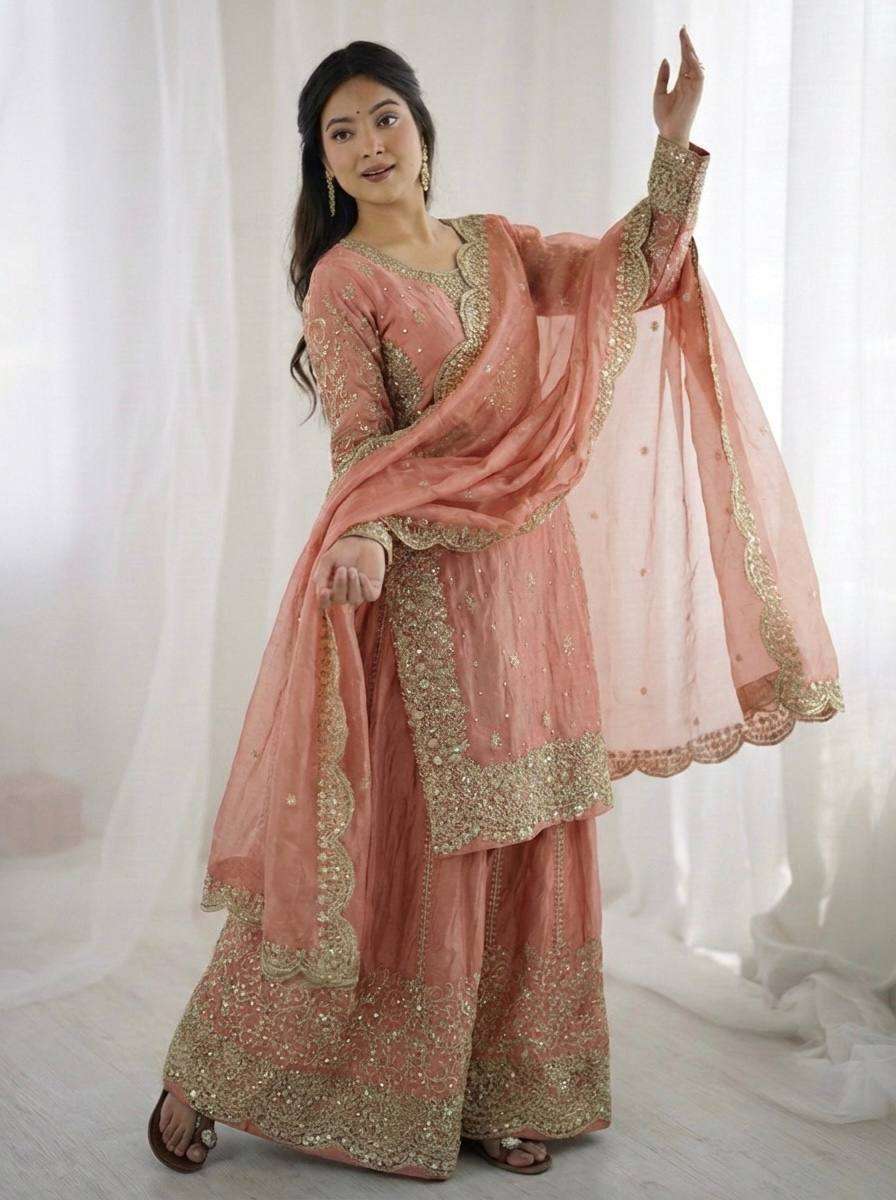 ZSR 3167 SILK SEQUENCE EMBROIDERY DESIGNER WORK FESTIVE WEAR LADIES SUITS 