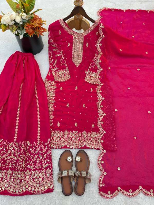 ZSR 3167 SILK SEQUENCE EMBROIDERY DESIGNER WORK FESTIVE WEAR LADIES SUITS 