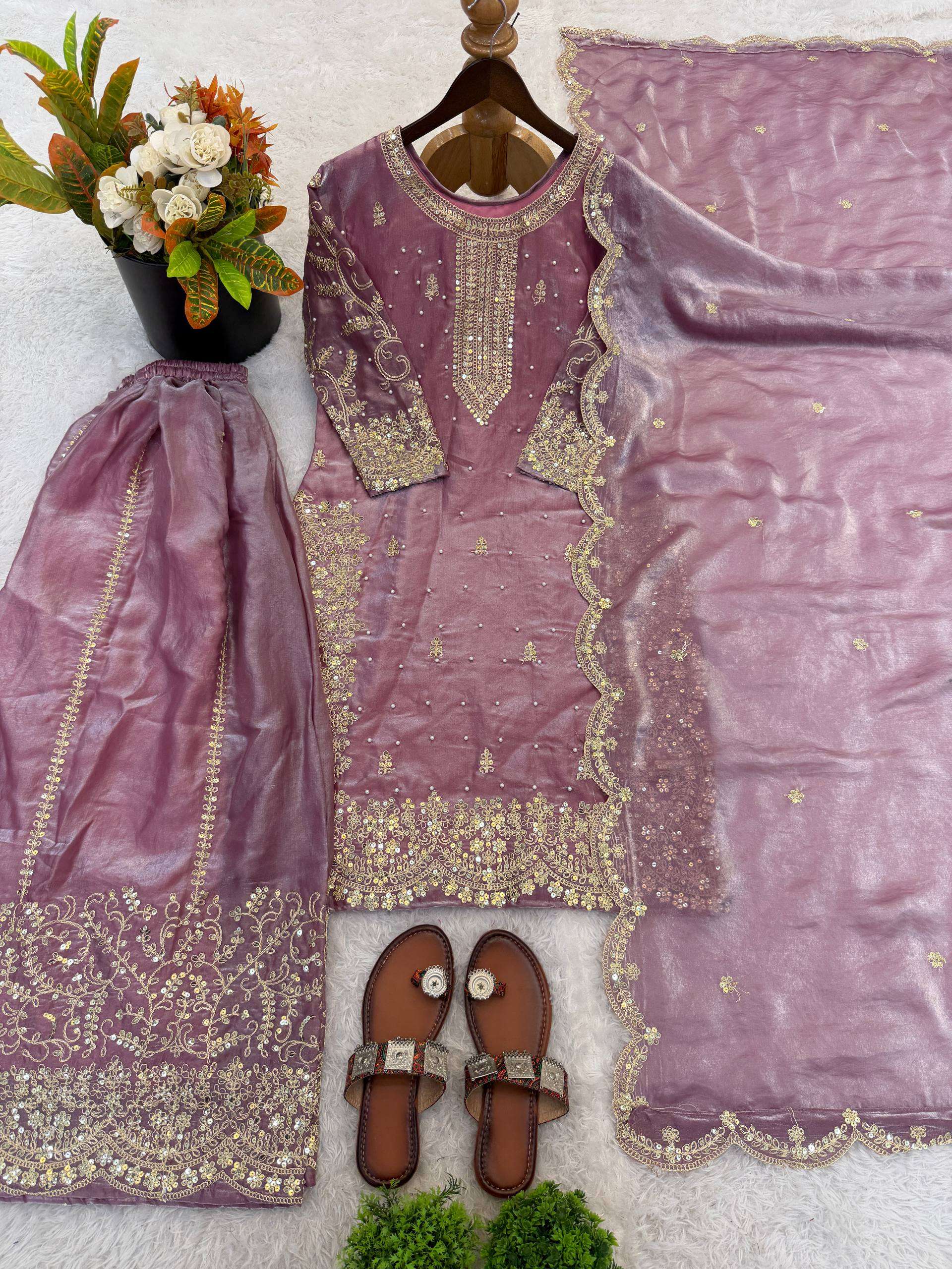 ZSR 3167 SILK SEQUENCE EMBROIDERY DESIGNER WORK FESTIVE WEAR LADIES SUITS 