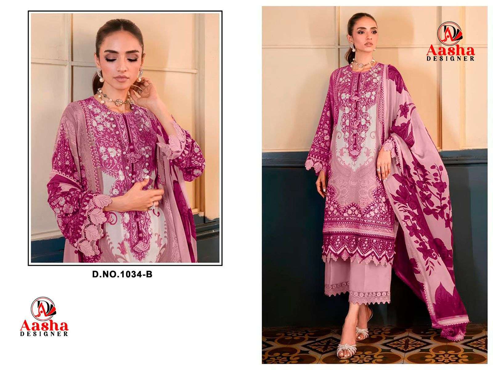 AASHA DESIGNER D NO 1033 & 1034 COTTON PATCH EMBROIDERY WORK SALWAR KAMEEZ 