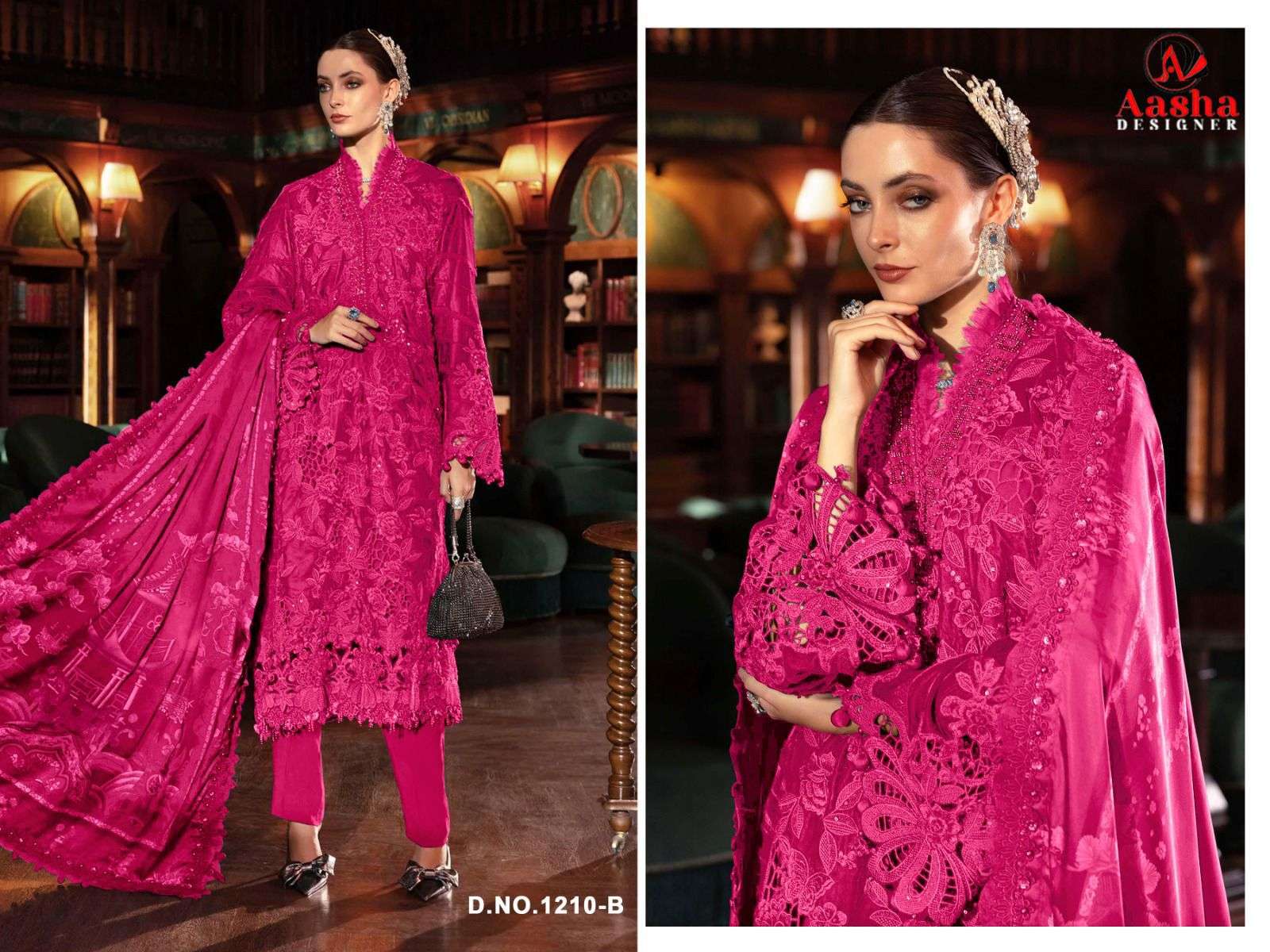 AASHA DESIGNER D NO 1210 COTTON WITH EMBROIDERED WORK SUIT