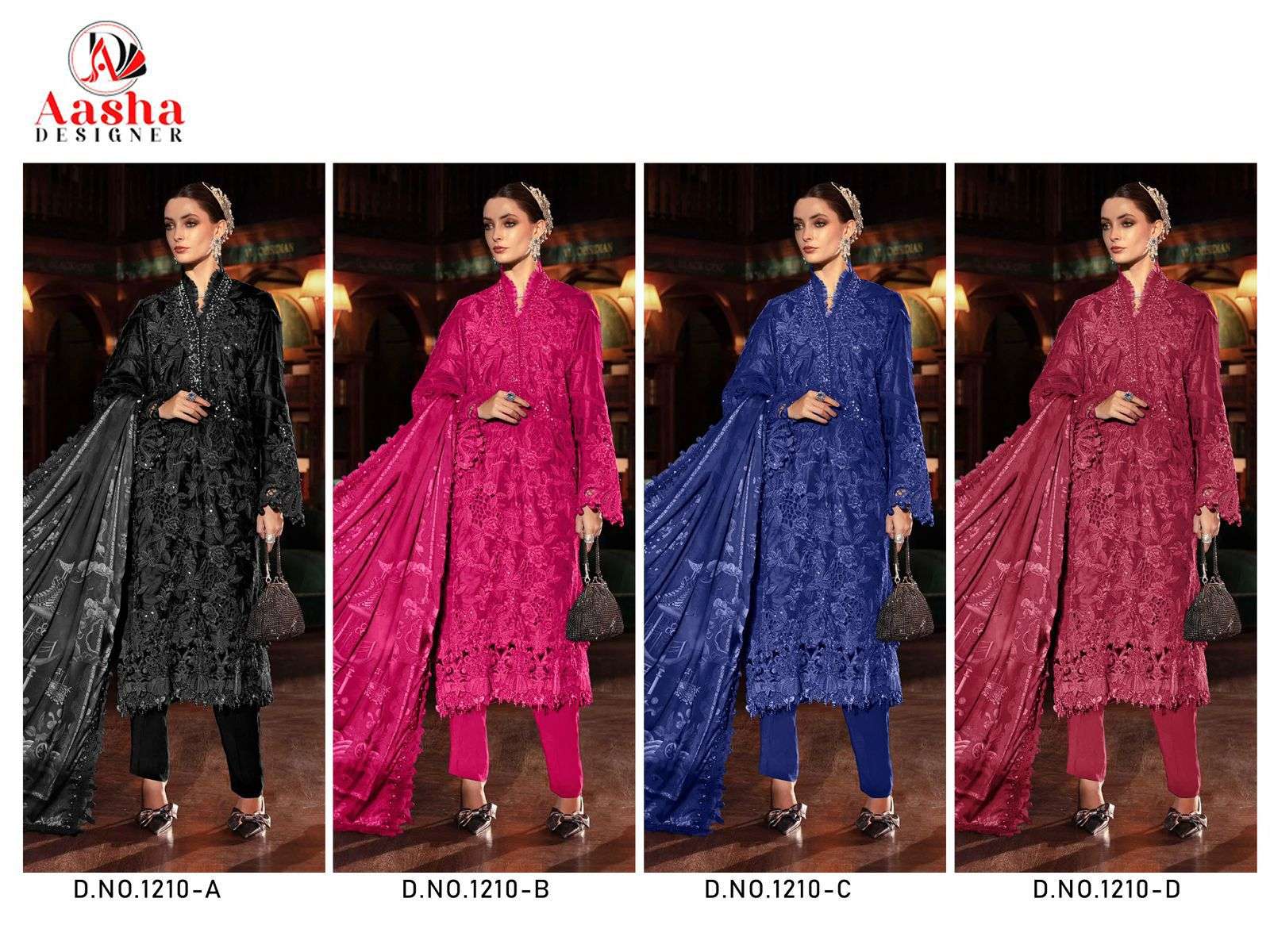 AASHA DESIGNER D NO 1210 COTTON WITH EMBROIDERED WORK SUIT