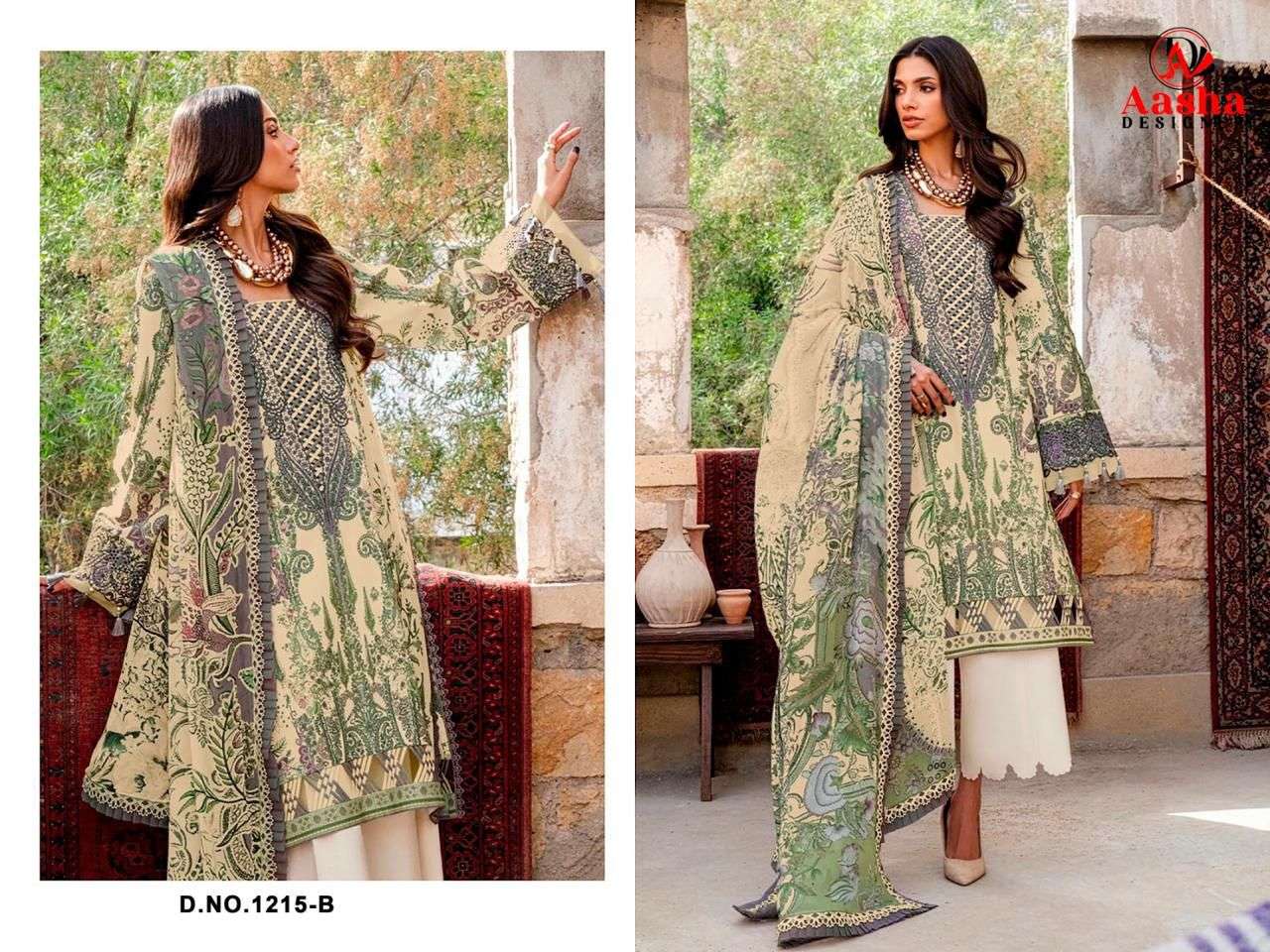 AASHA DESIGNER D NO 1215 COTTON HEAVY PATCH EMBROIDERY WORK SUIT