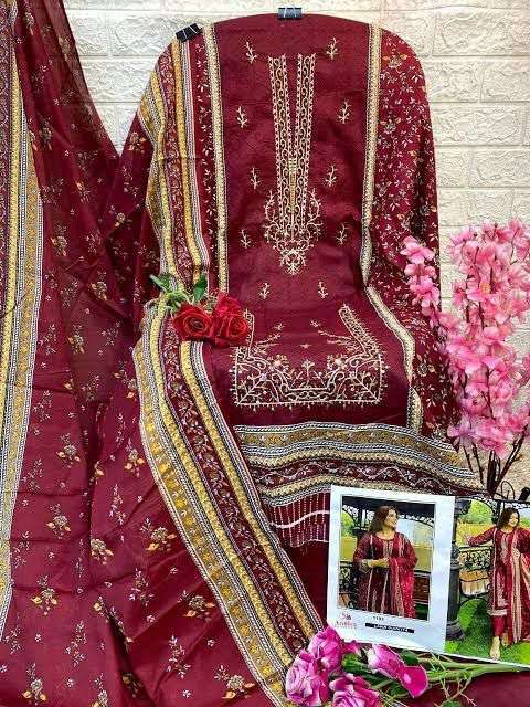 AASHA DESIGNER DESIGN NO 1102 COTTON EMBROIDERY DESIGNER WORK SUIT