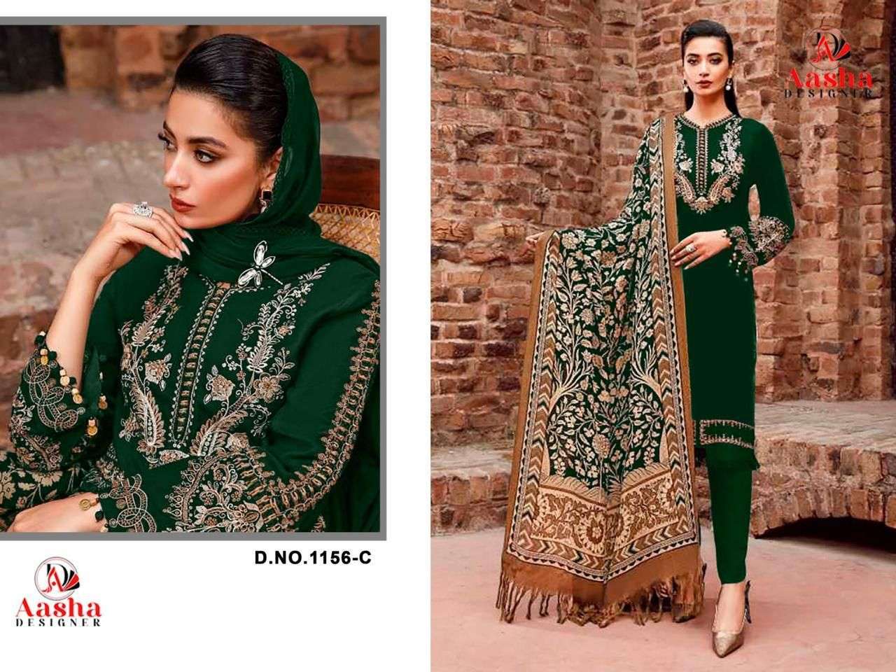 AASHA DESIGNER DESIGN NO - 1156 ABC HEAVY RAYON SELF EMBROIDERED PAKISTANI SUIT