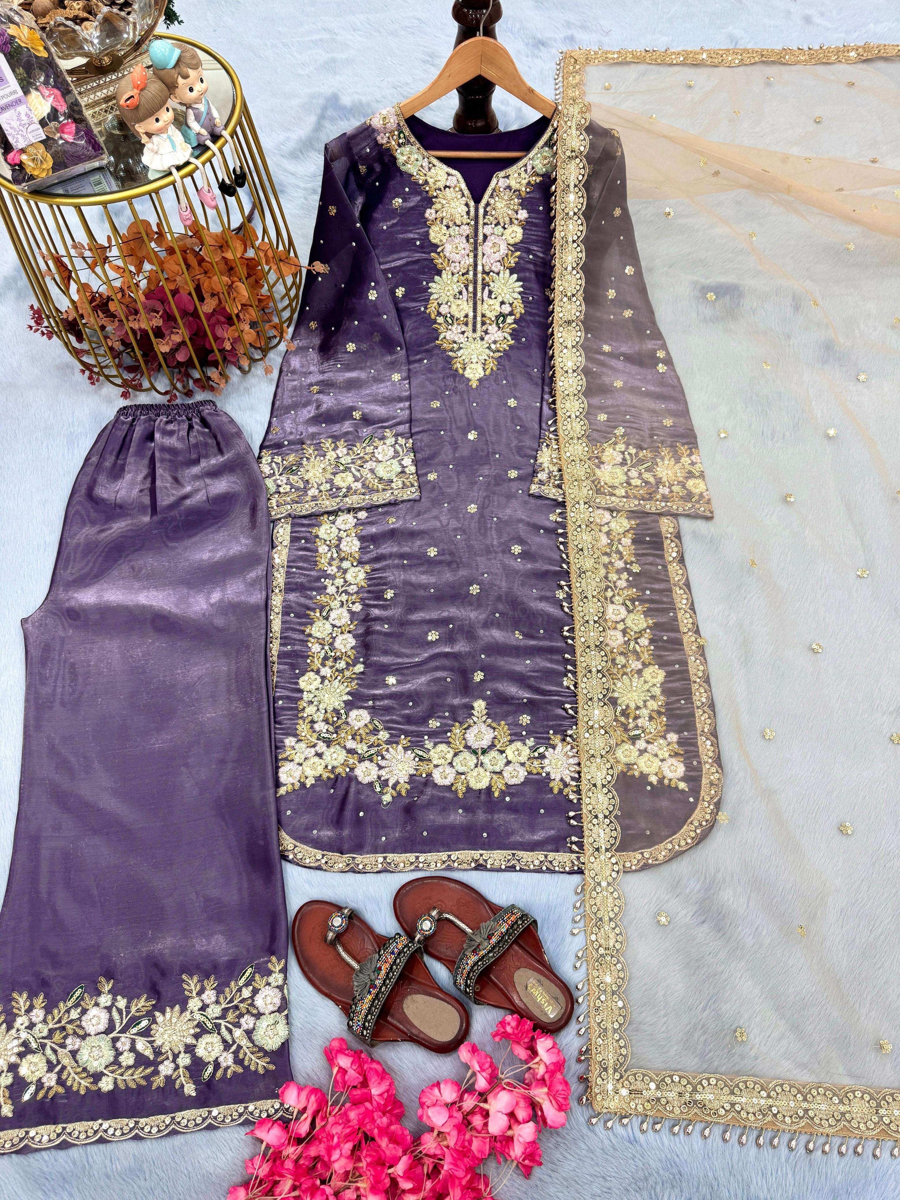 AD 199 SILK HEAVY DESIGNER WORK PARTY WEAR LOOK LADIES SUIT